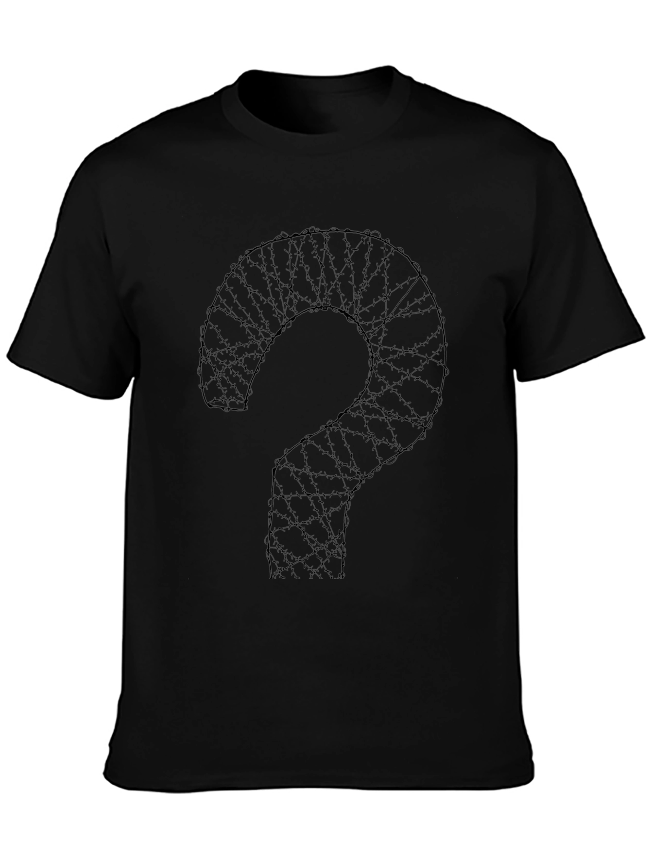 Barbed Wire Question Mark Graphic Tee - Black