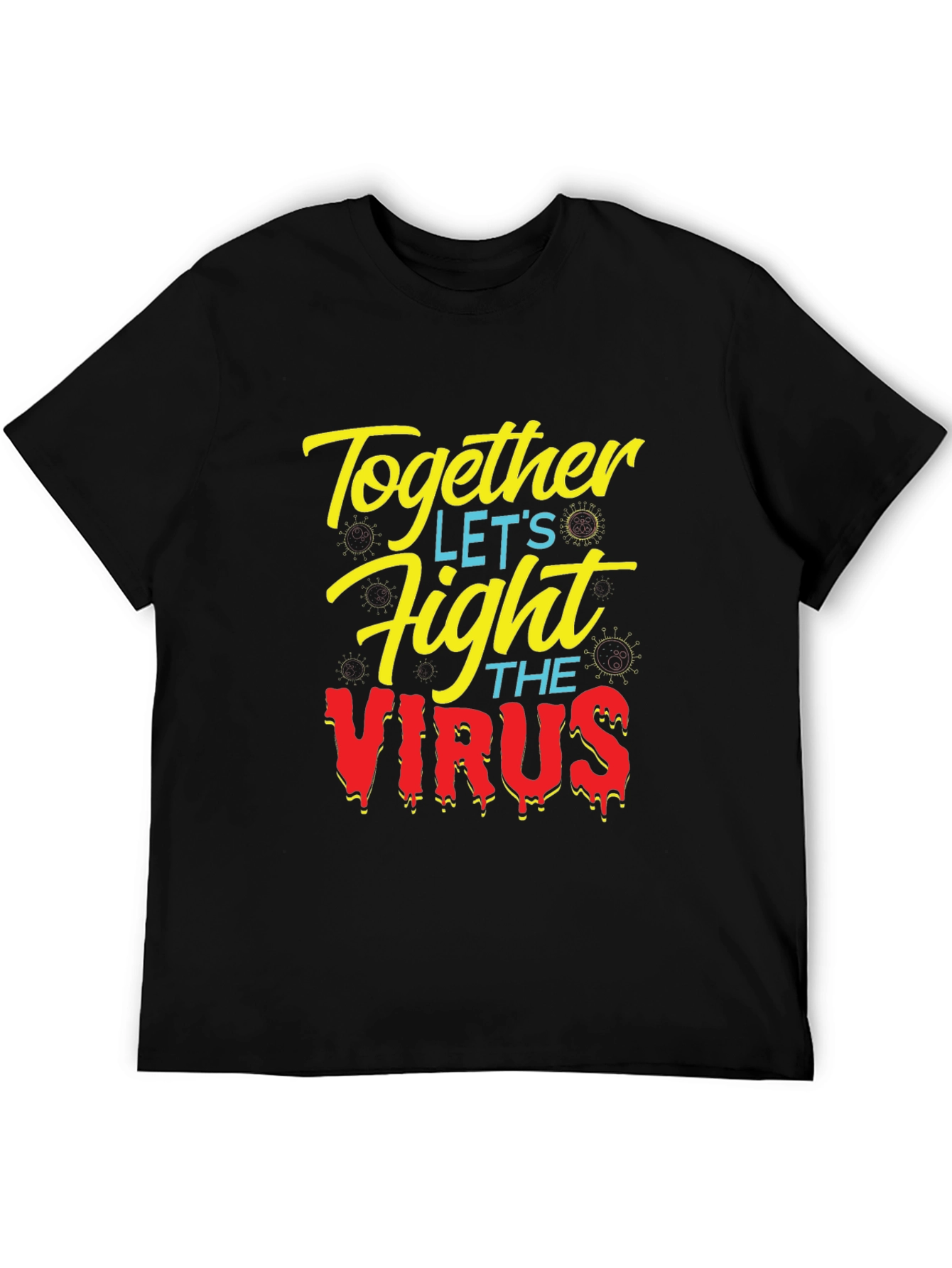 Together Fight the Virus Black Graphic T-Shirt