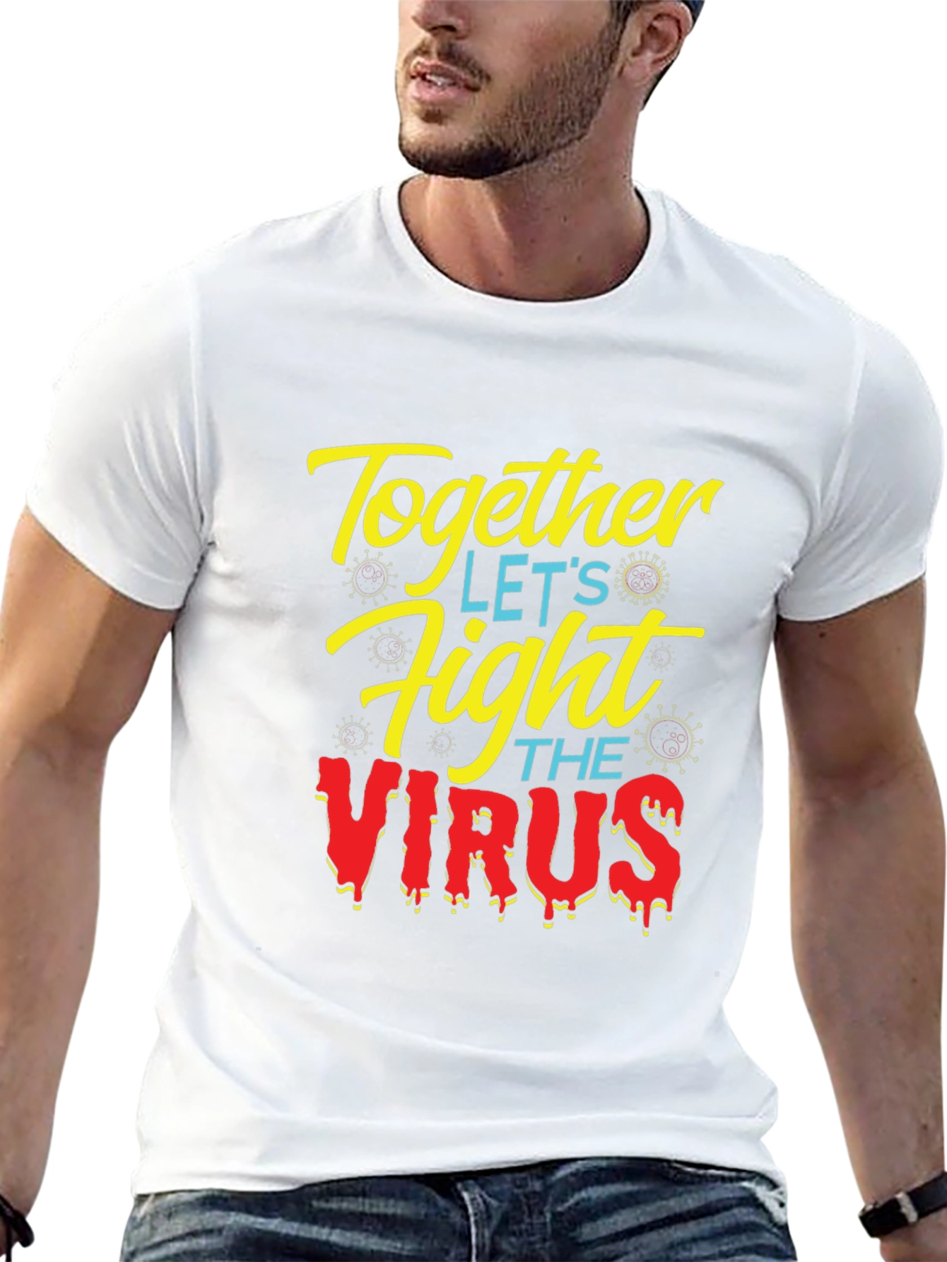 Together Fight the Virus Black Graphic T-Shirt