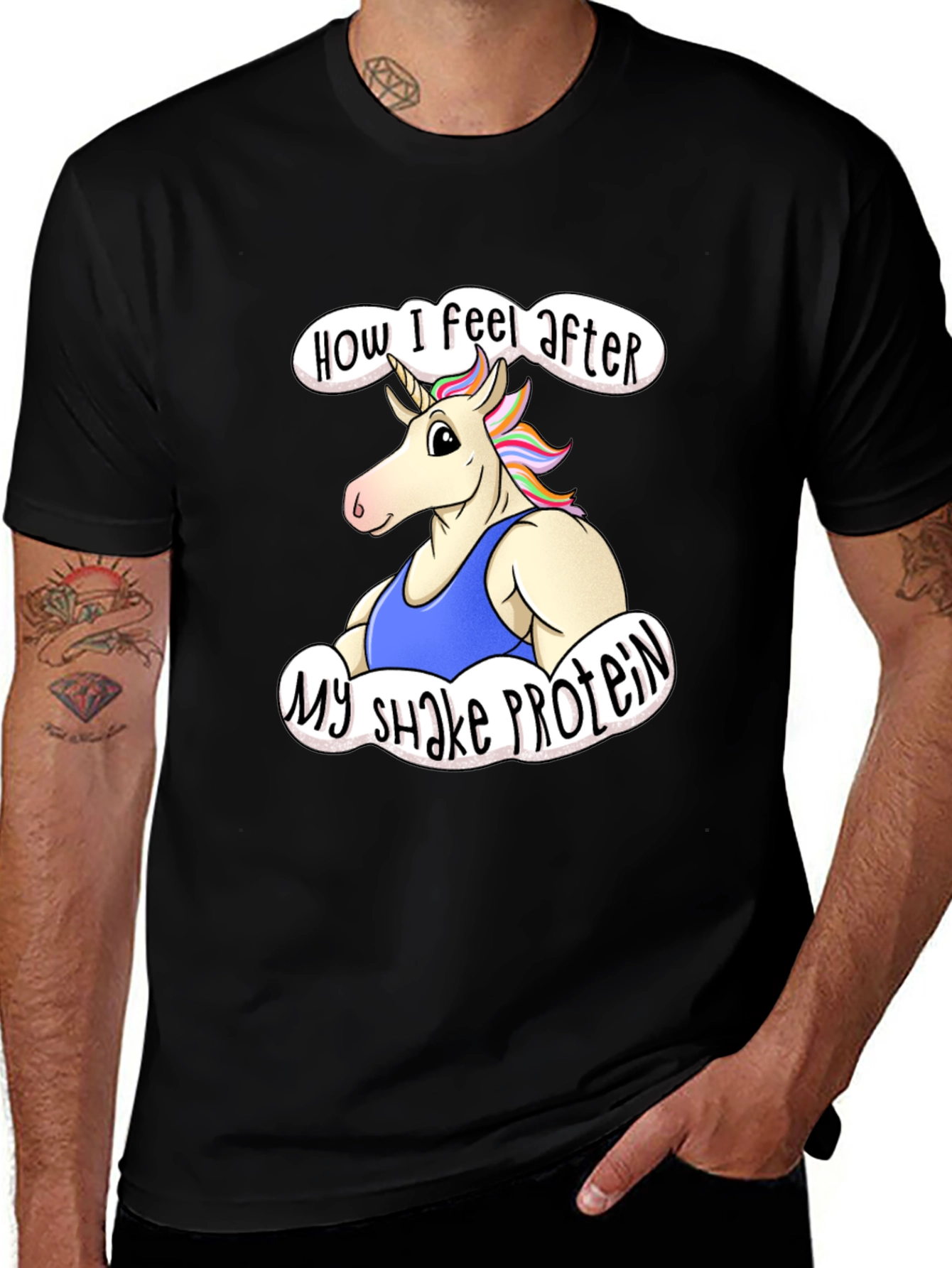Unicorn Protein Shake Black T-Shirt