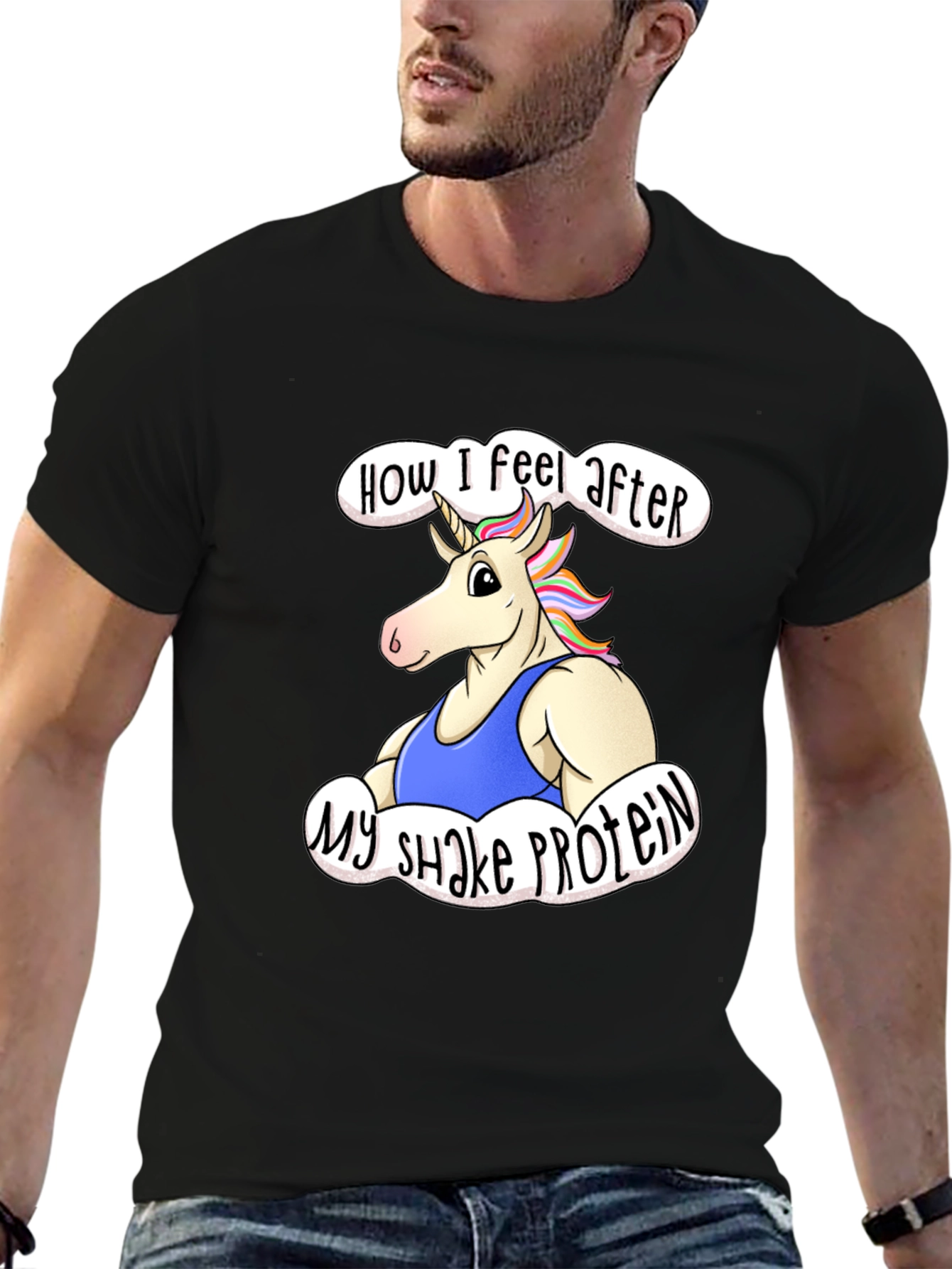 Unicorn Protein Shake Black T-Shirt