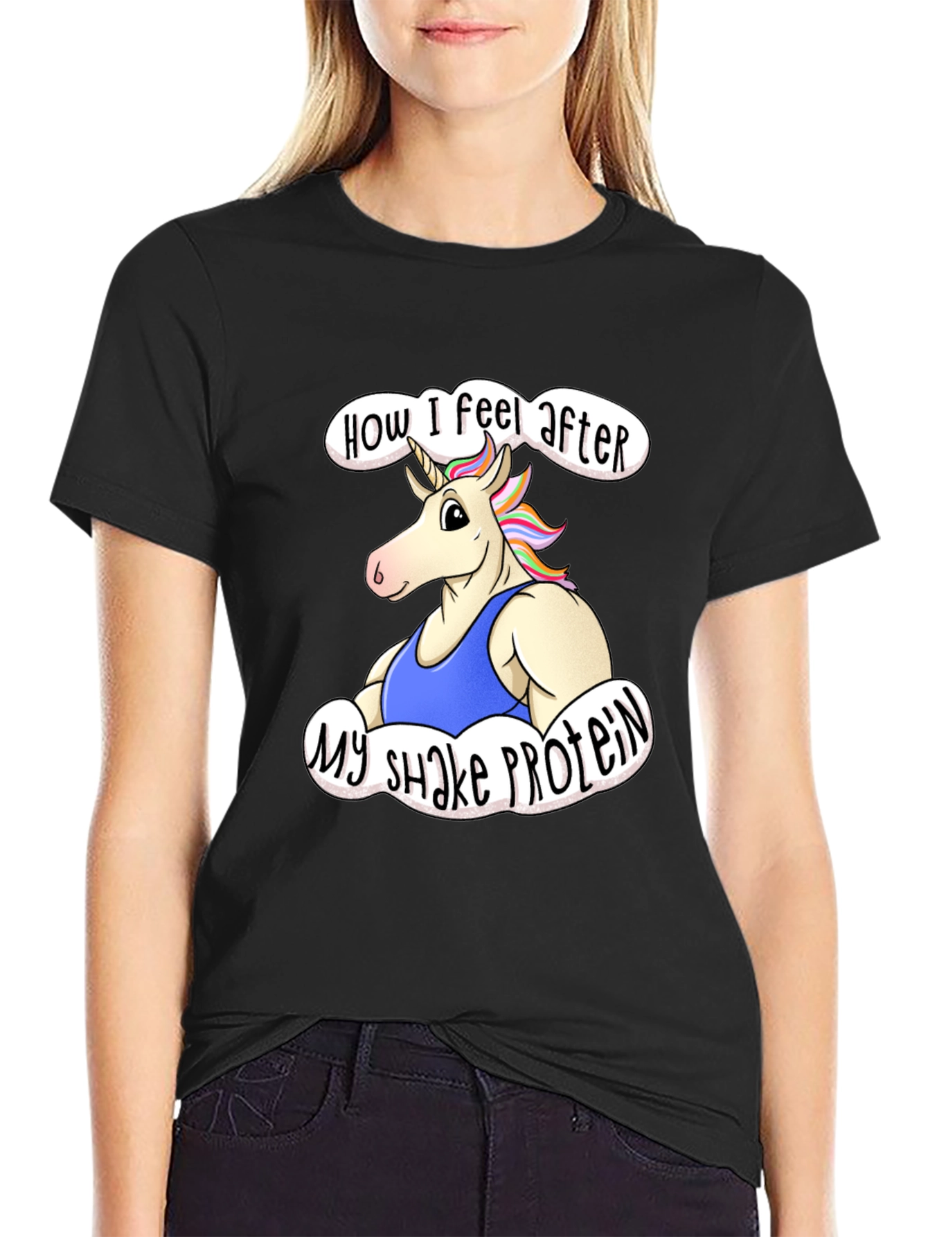 Unicorn Protein Shake Black T-Shirt