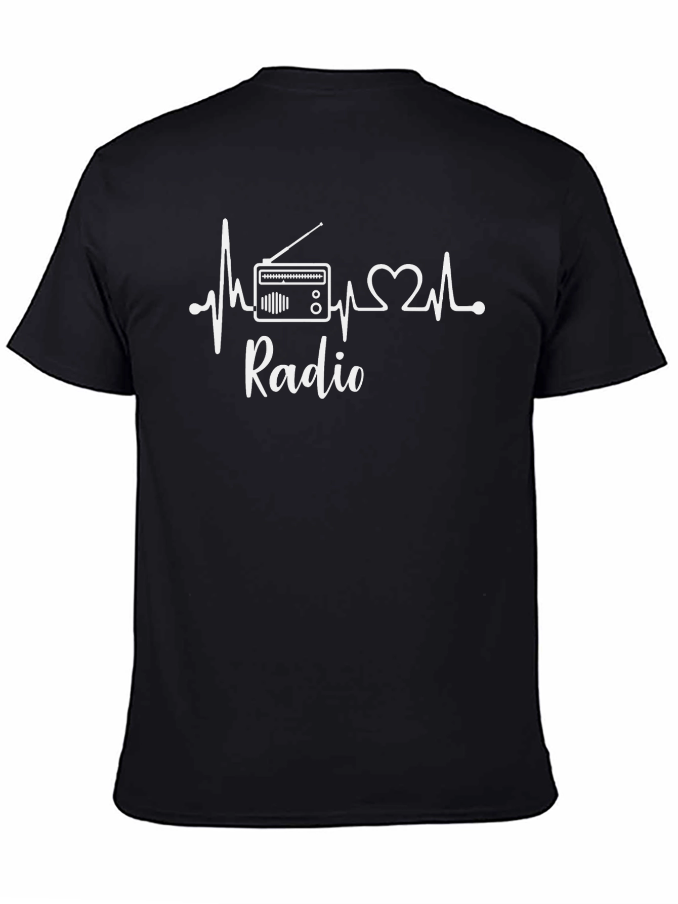 Radio Heartbeat Graphic Tee - Black Cotton T-Shirt