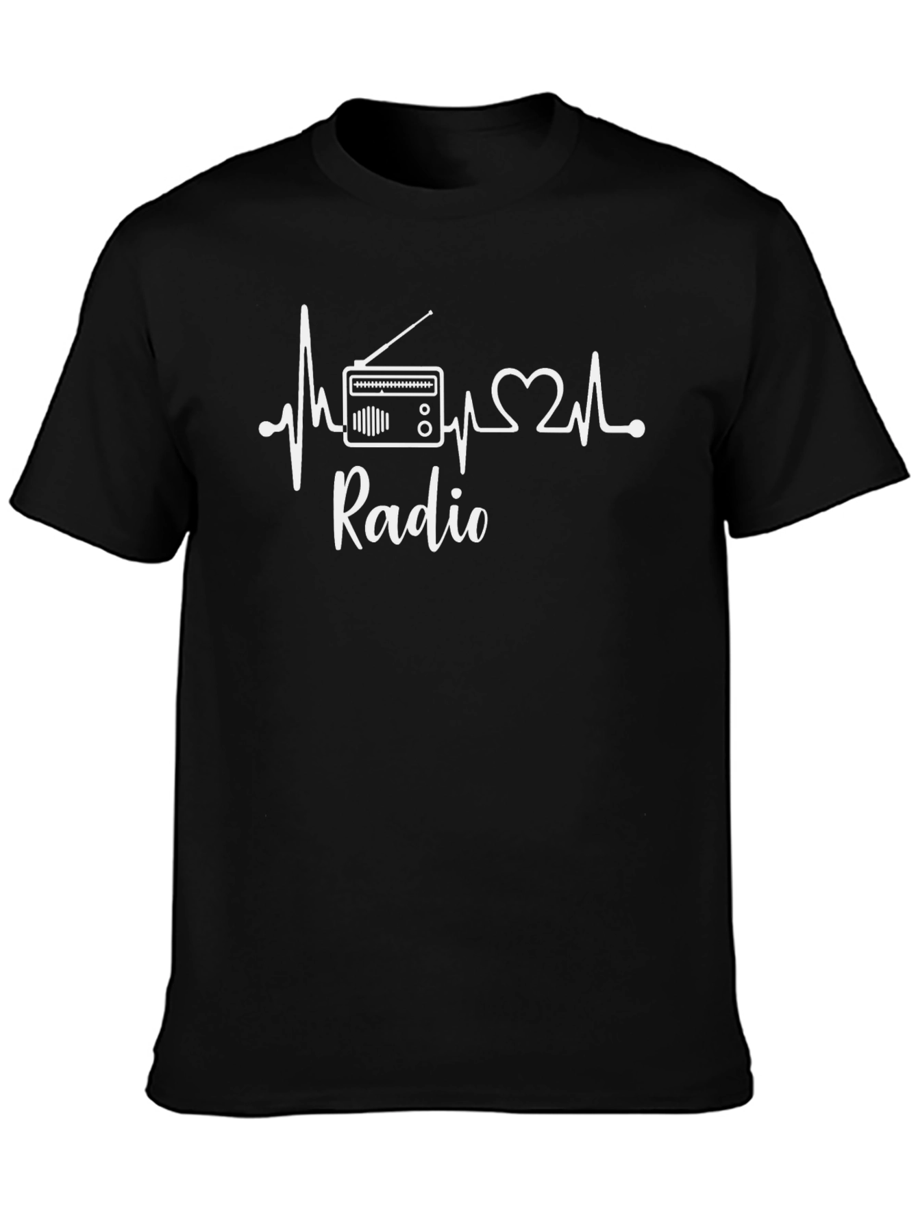Radio Heartbeat Graphic Tee - Black Cotton T-Shirt