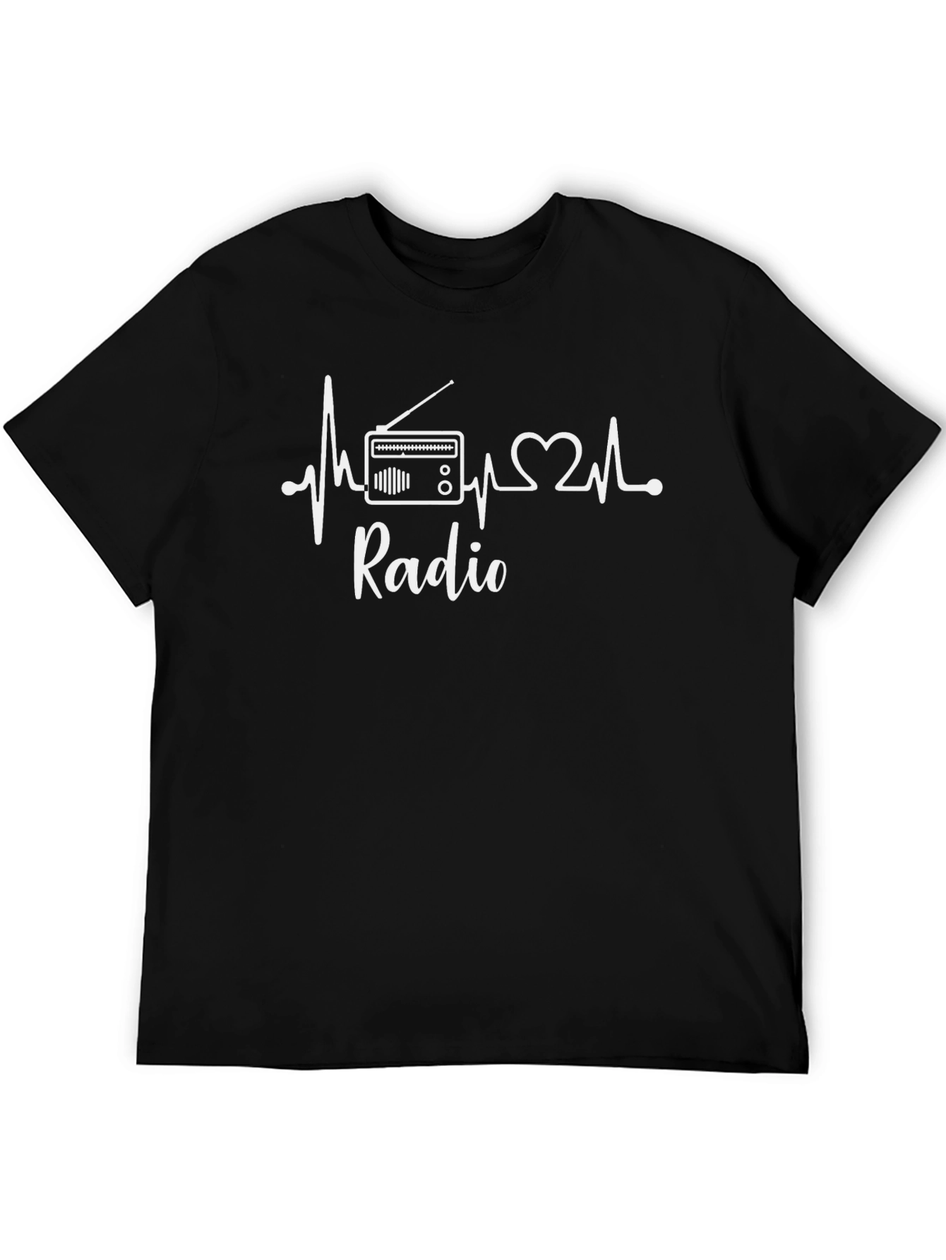 Radio Heartbeat Graphic Tee - Black Cotton T-Shirt
