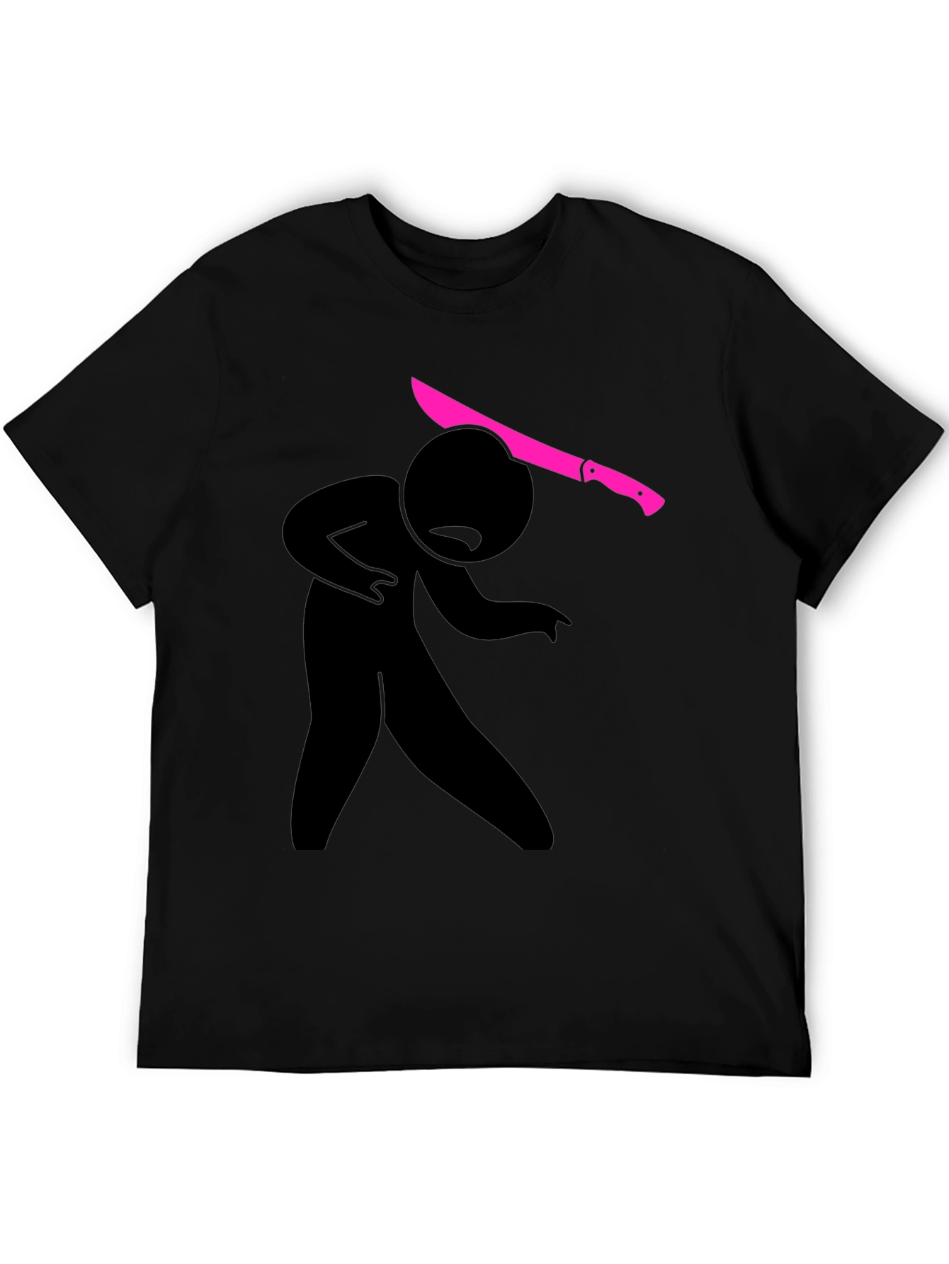 Black Graphic Tee - Stick Figure Machete Humor