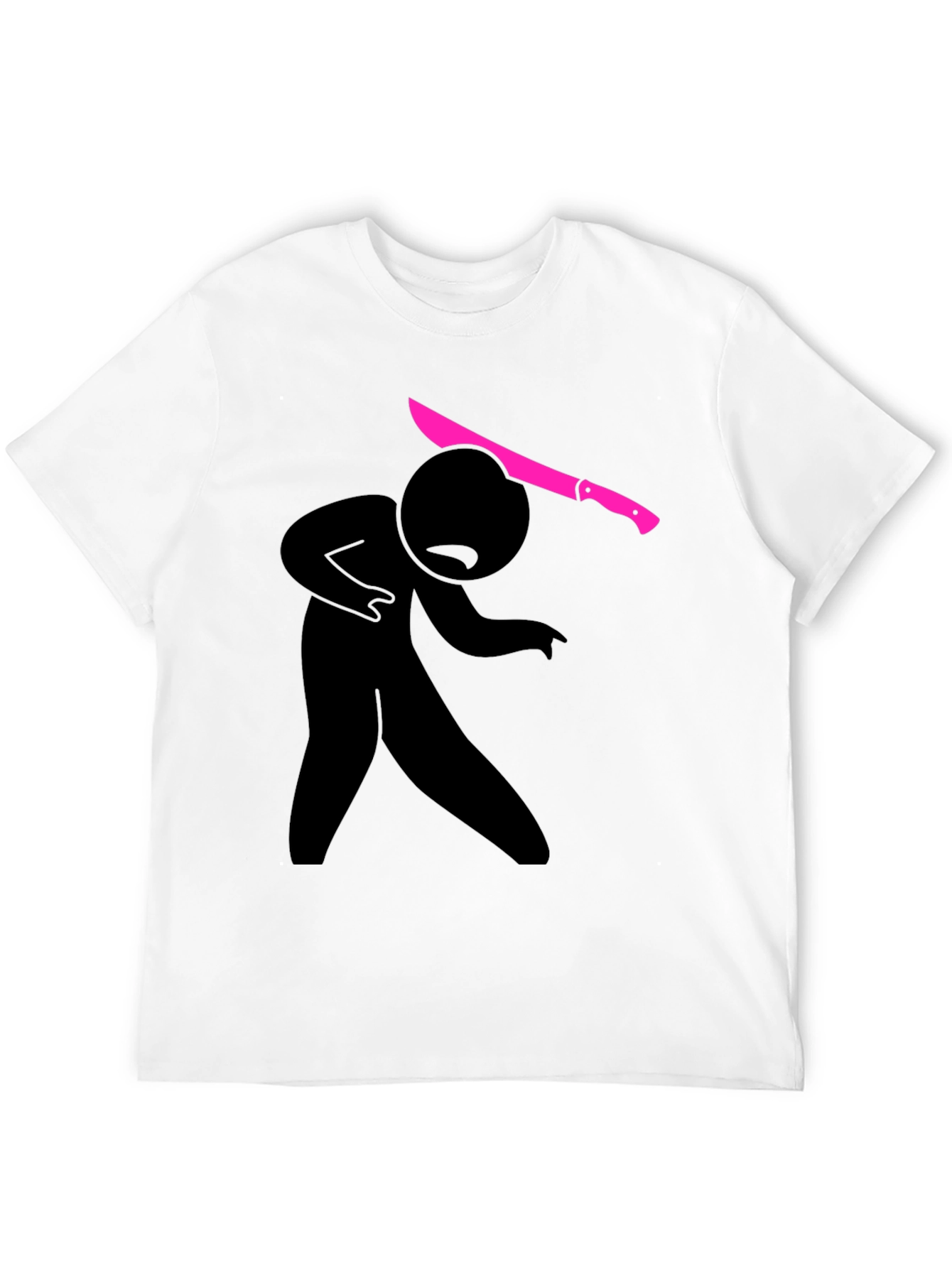 Black Graphic Tee - Stick Figure Machete Humor