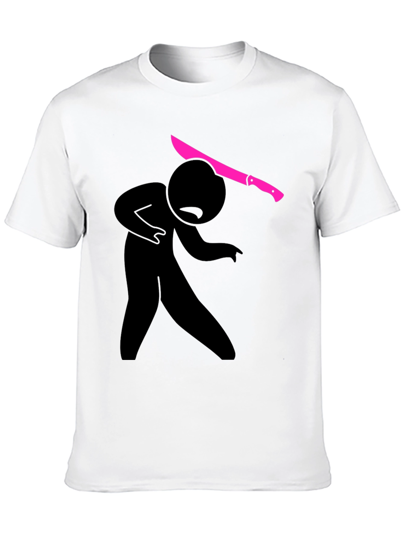 Black Graphic Tee - Stick Figure Machete Humor