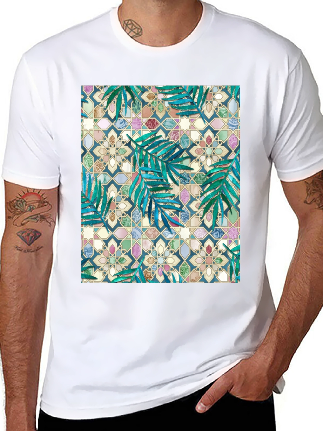 Tropical Mosaic Print T-Shirt