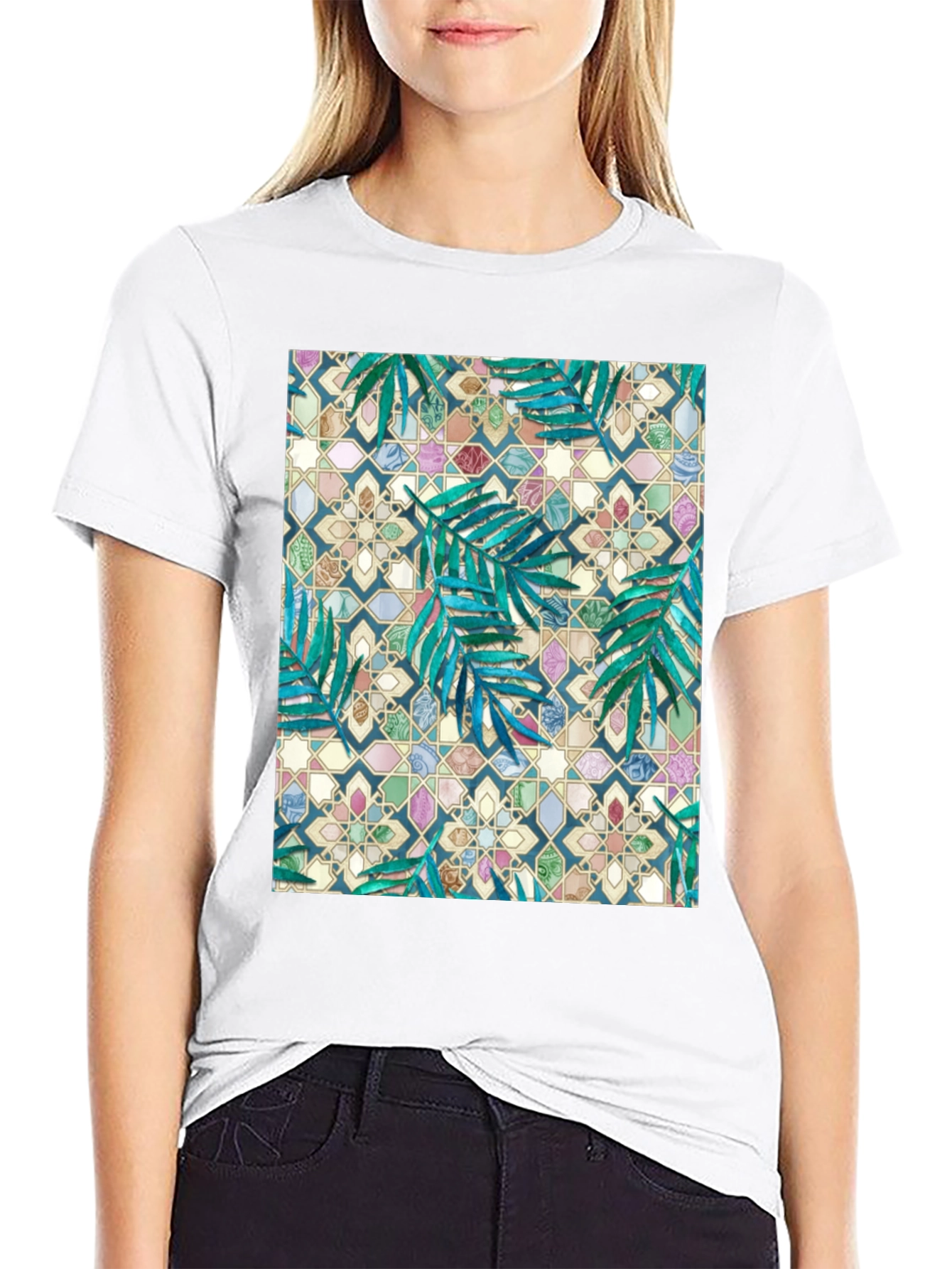 Tropical Mosaic Print T-Shirt
