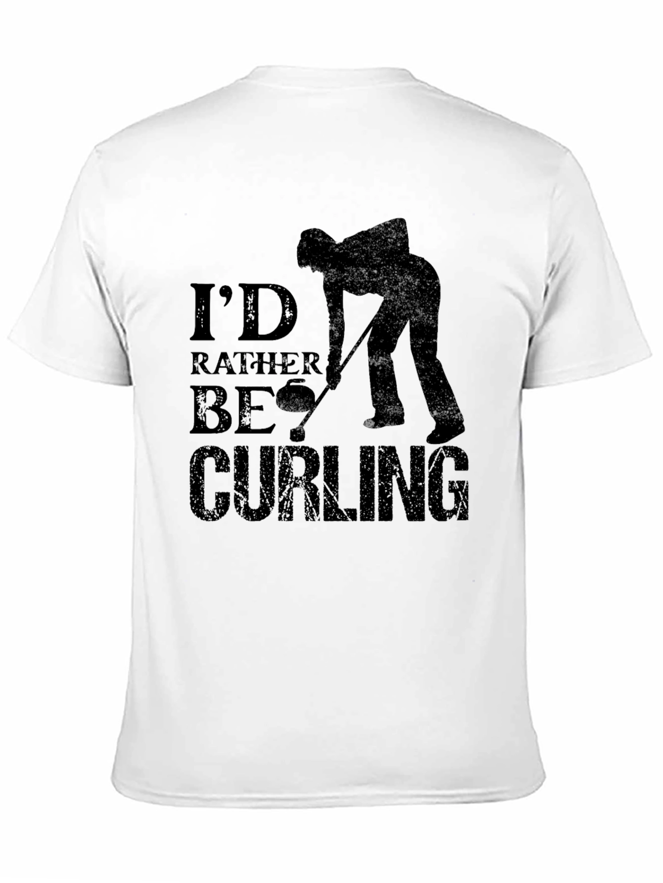 Curling Fan Black T-Shirt: Id Rather Be Curling Tee