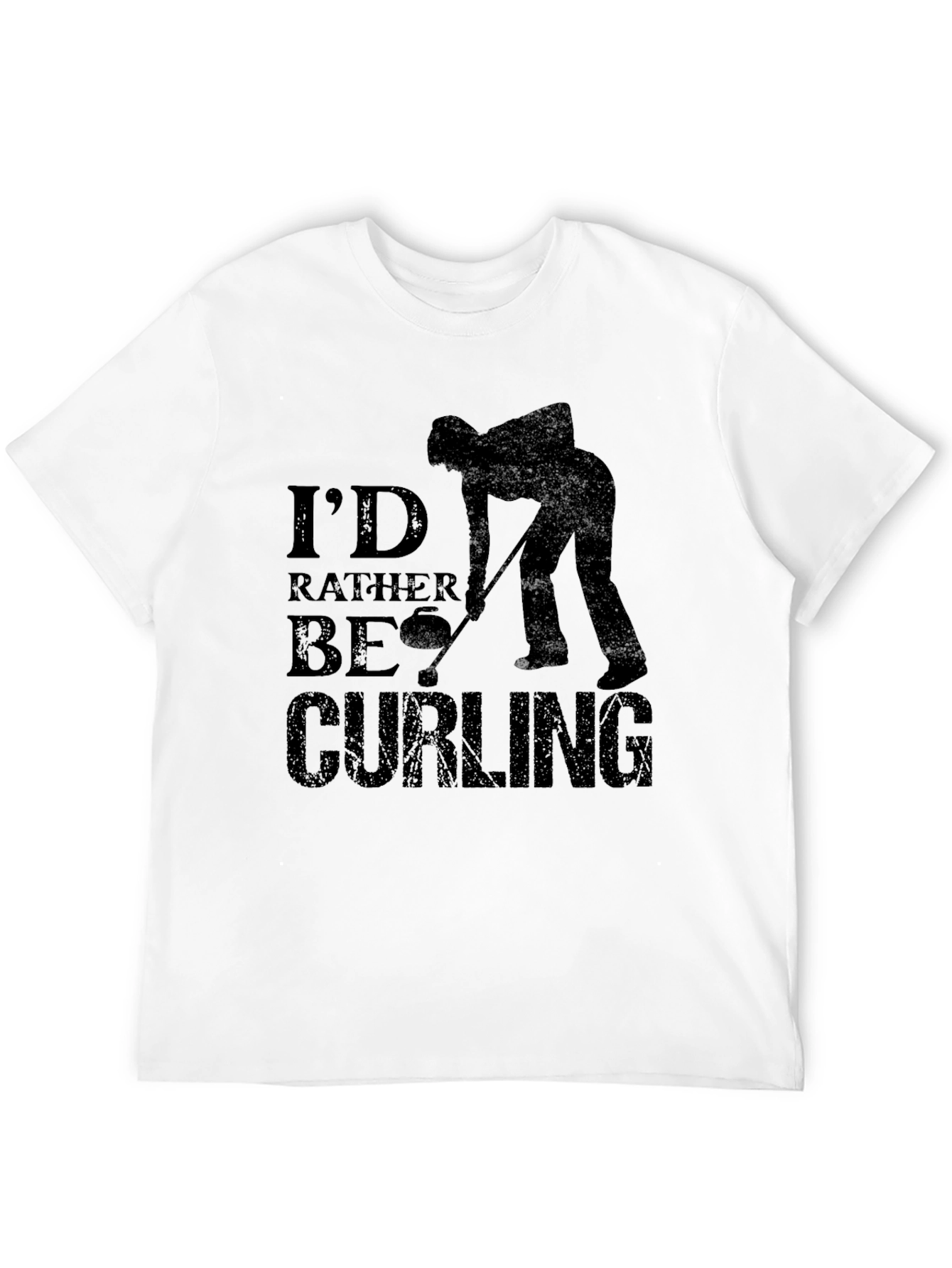 Curling Fan Black T-Shirt: Id Rather Be Curling Tee