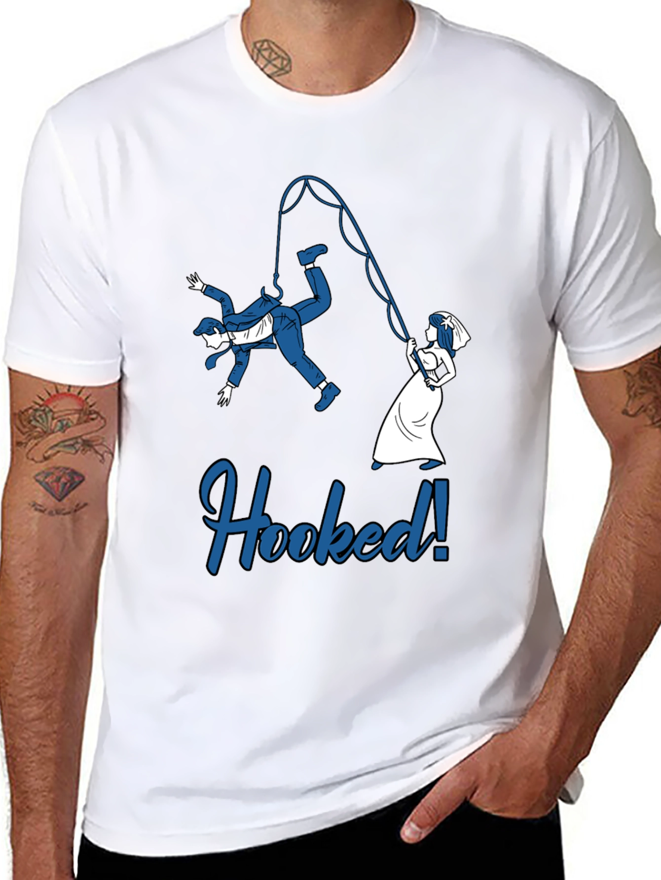 Funny Hooked Groom Graphic T-Shirt