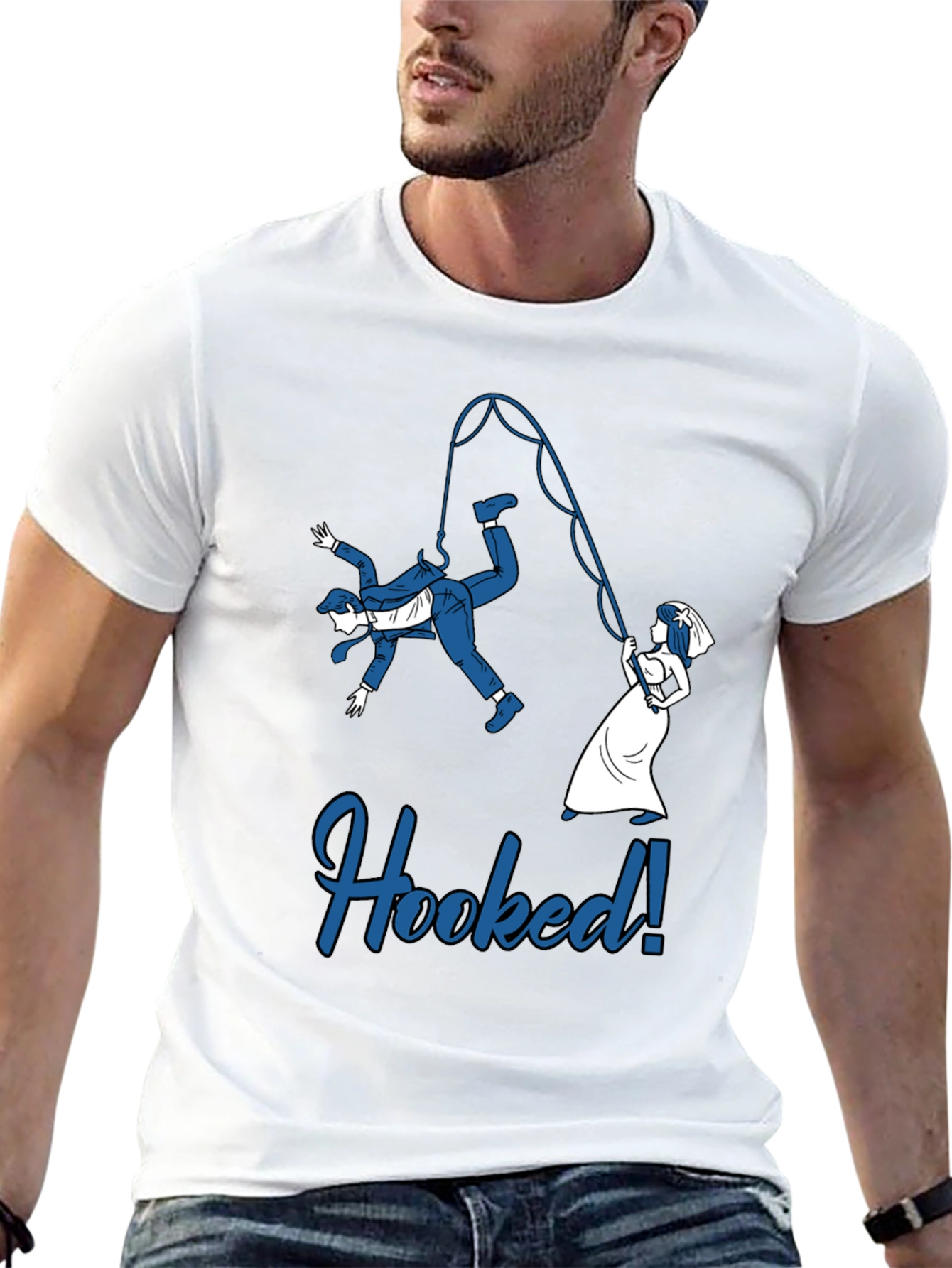 Funny Hooked Groom Graphic T-Shirt