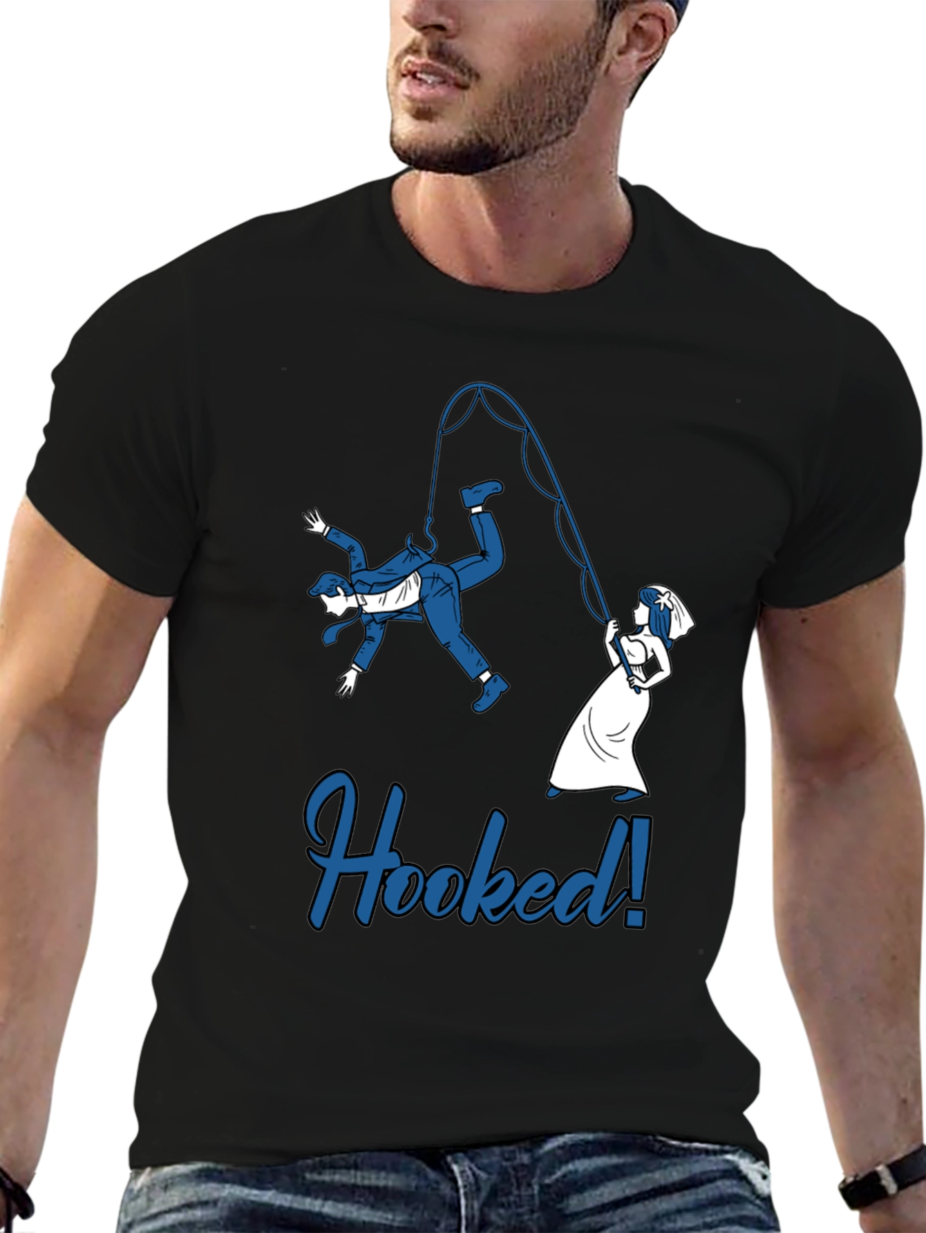 Funny Hooked Groom Graphic T-Shirt