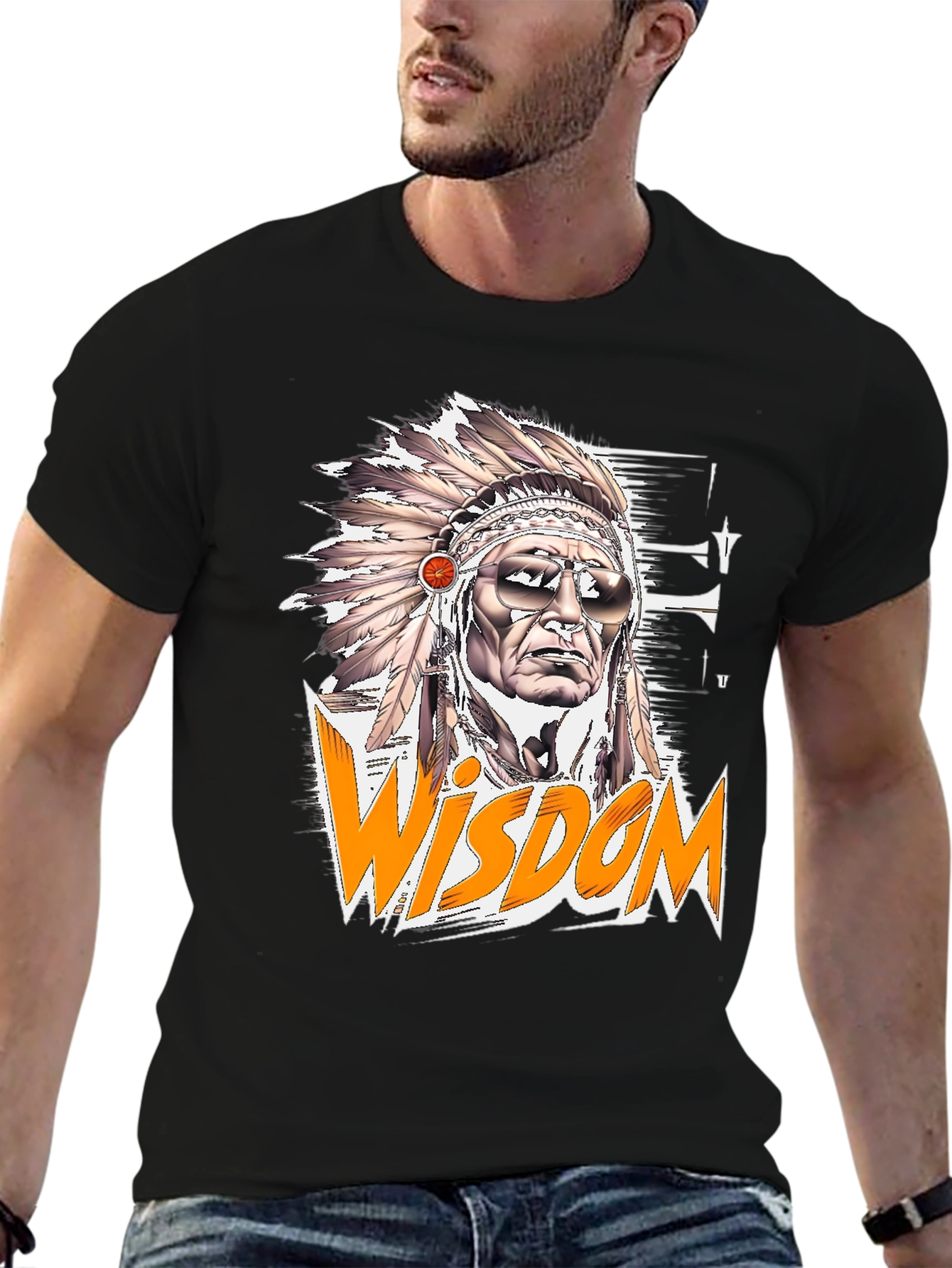 Wisdom Graphic Tee - Native American Headdress Design