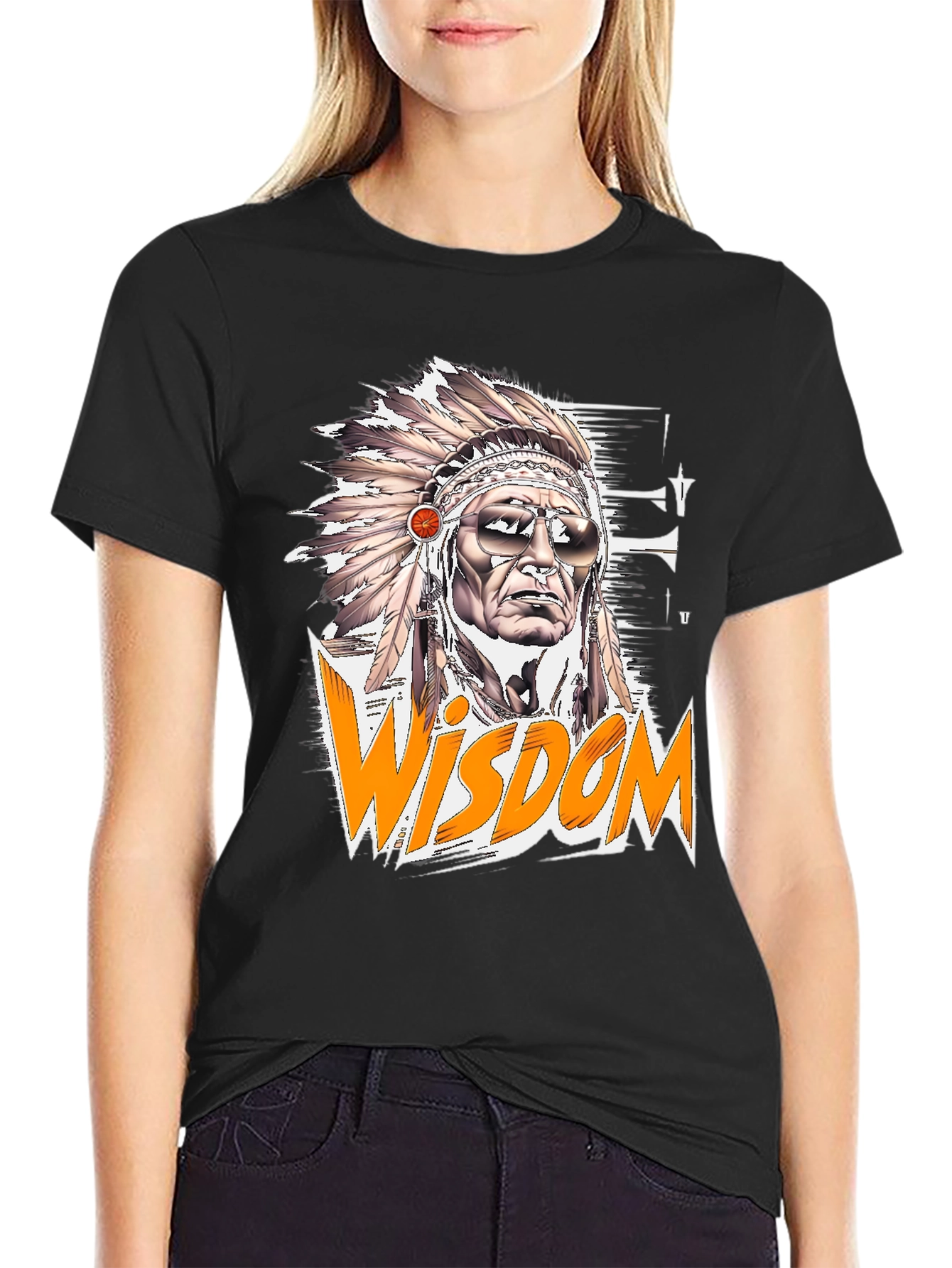 Wisdom Graphic Tee - Native American Headdress Design