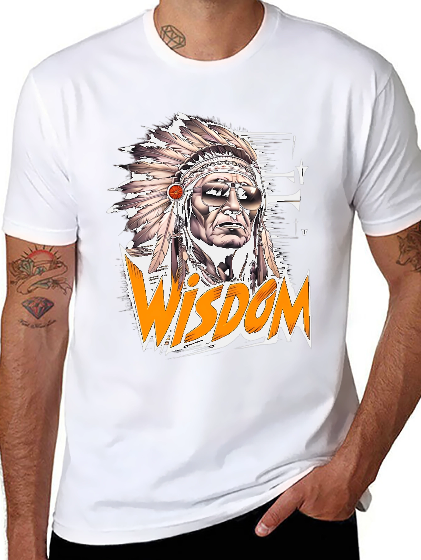 Wisdom Graphic Tee - Native American Headdress Design