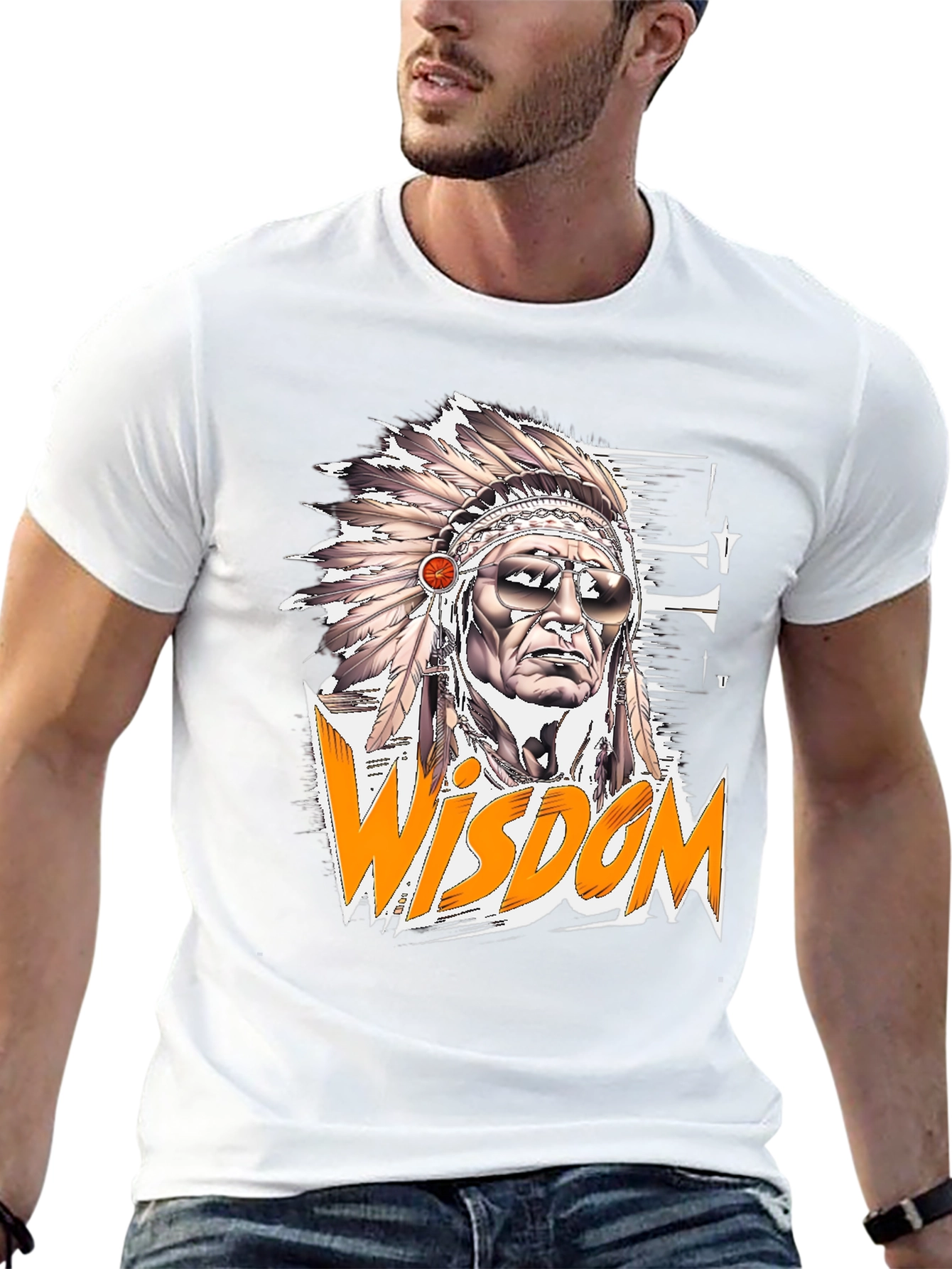 Wisdom Graphic Tee - Native American Headdress Design