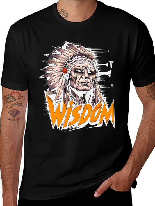 Wisdom Graphic Tee - Native American Headdress Design