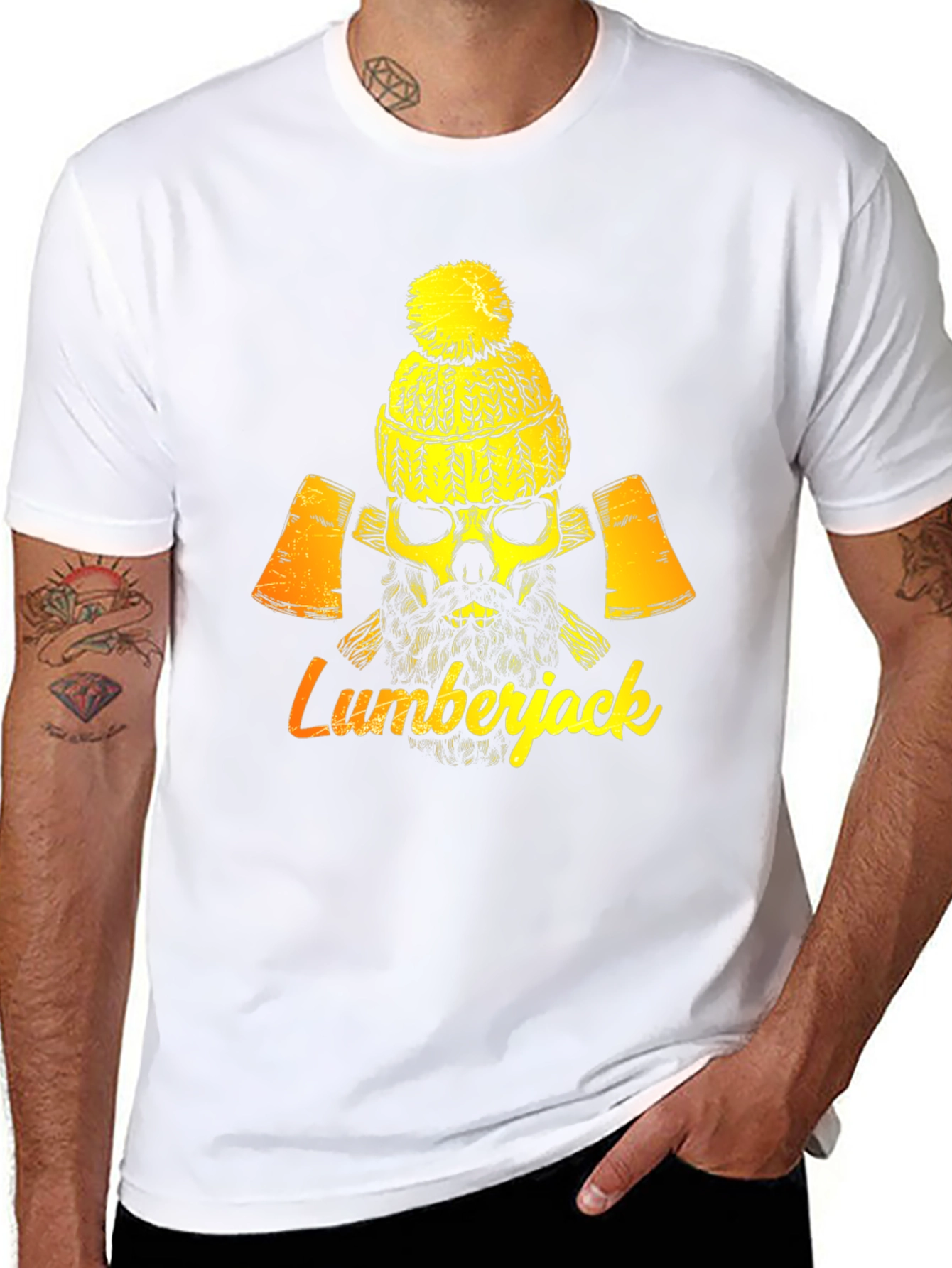 Lumberjack Skull Graphic Tee - Black Cotton Blend