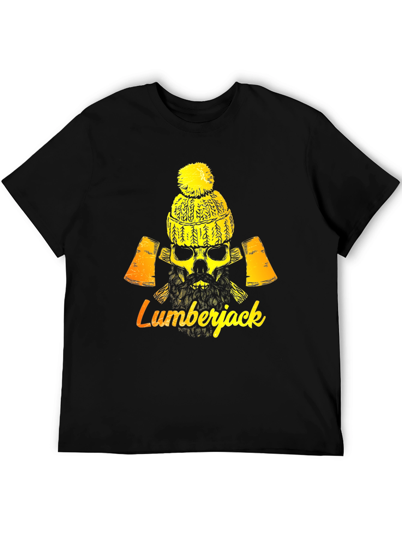Lumberjack Skull Graphic Tee - Black Cotton Blend