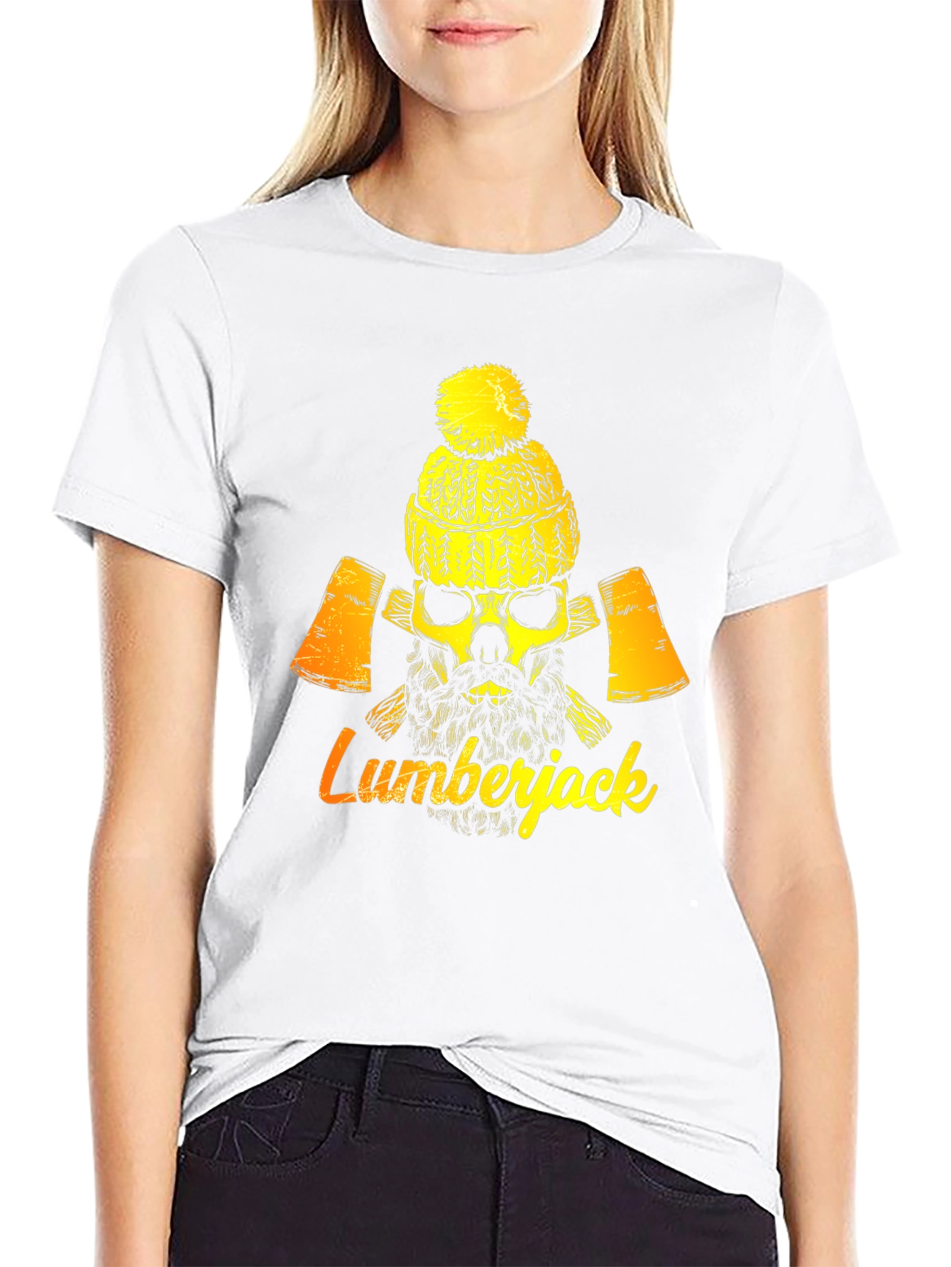 Lumberjack Skull Graphic Tee - Black Cotton Blend