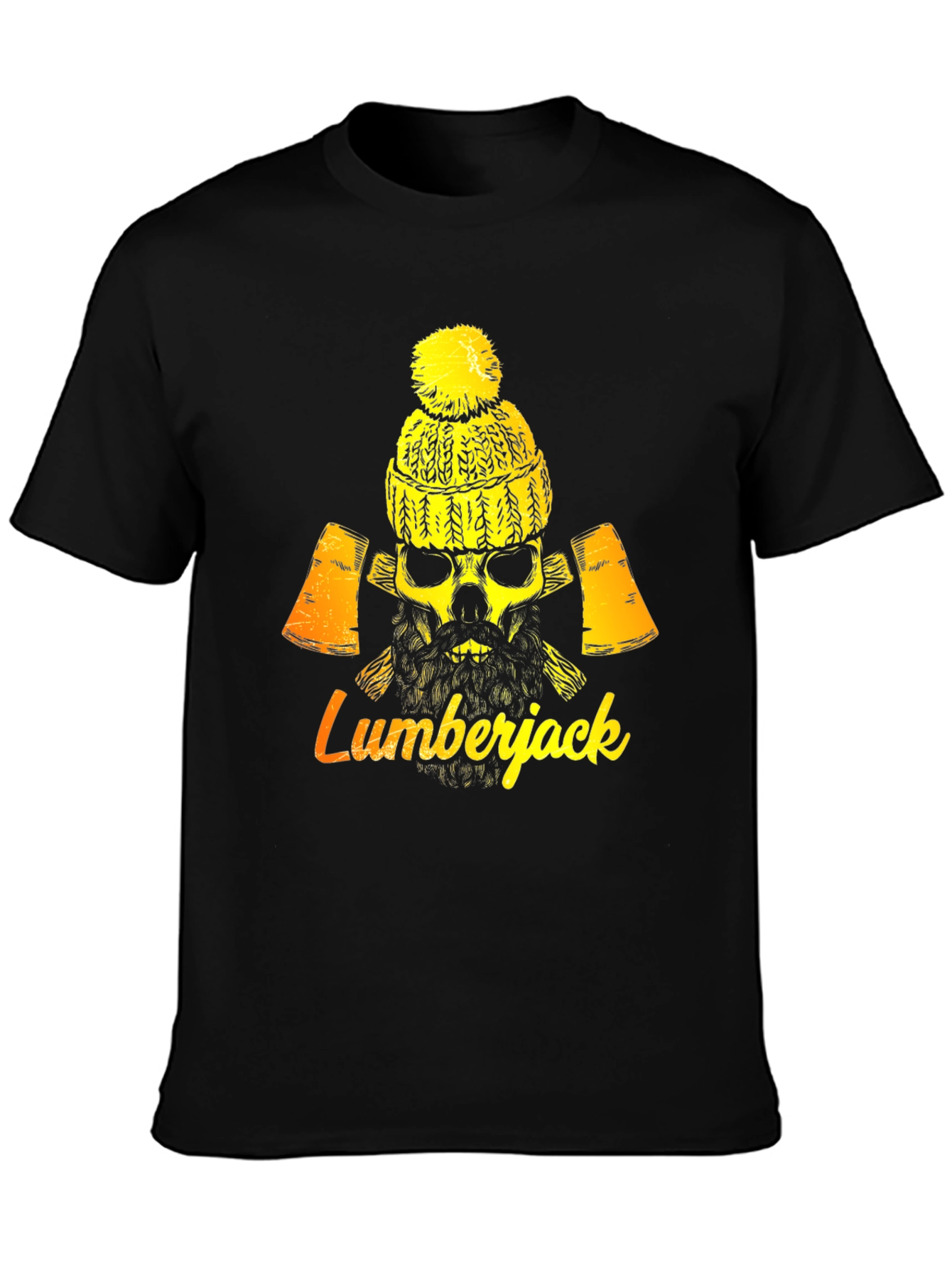 Lumberjack Skull Graphic Tee - Black Cotton Blend