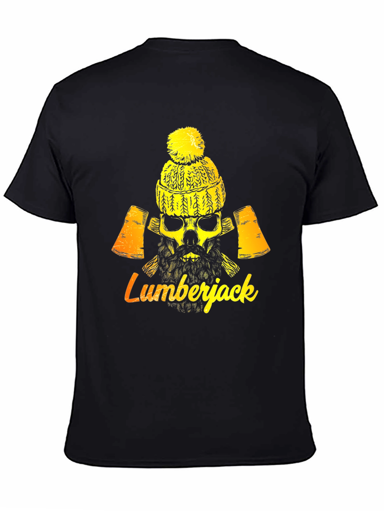 Lumberjack Skull Graphic Tee - Black Cotton Blend