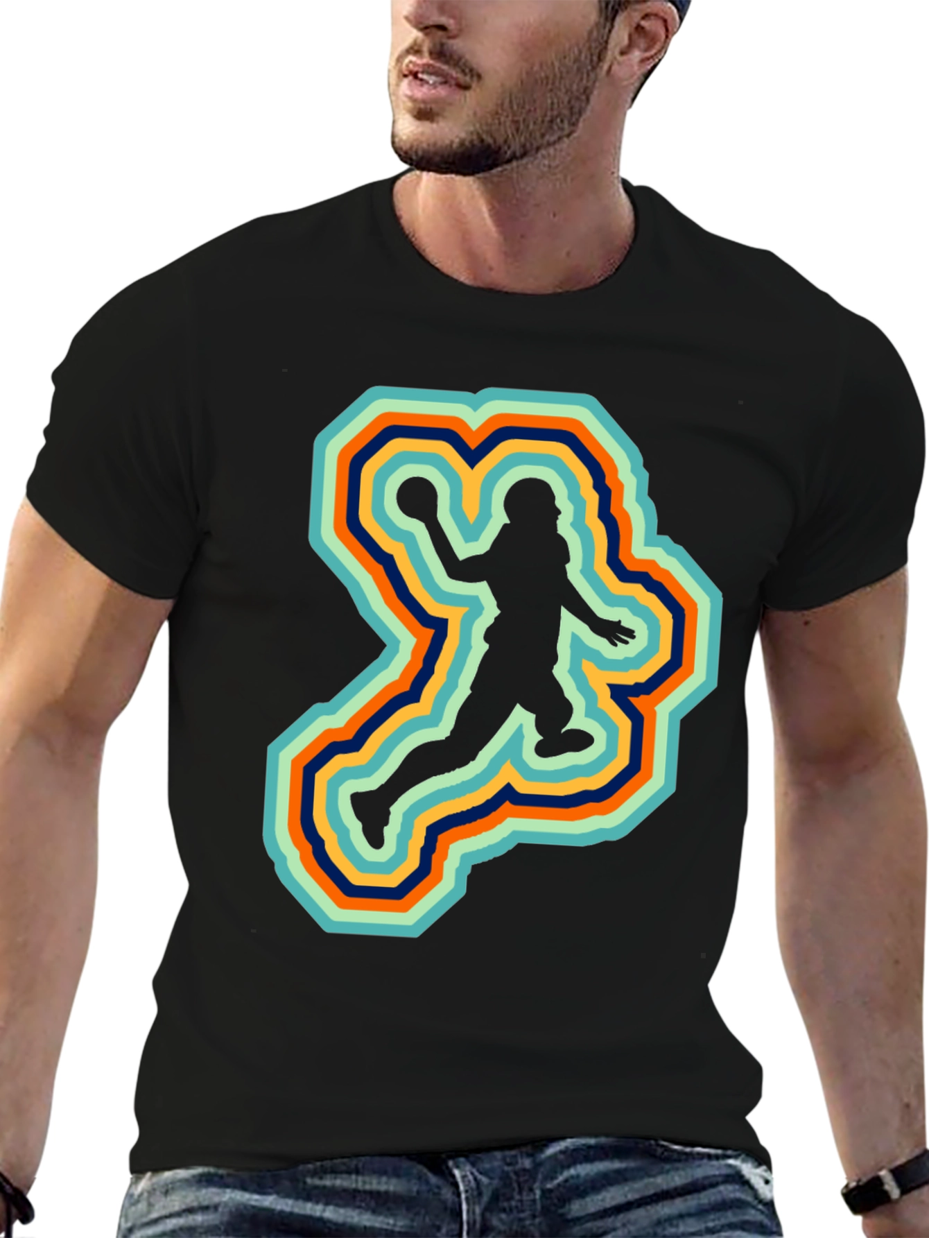 Retro Football Player Silhouette Graphic Tee