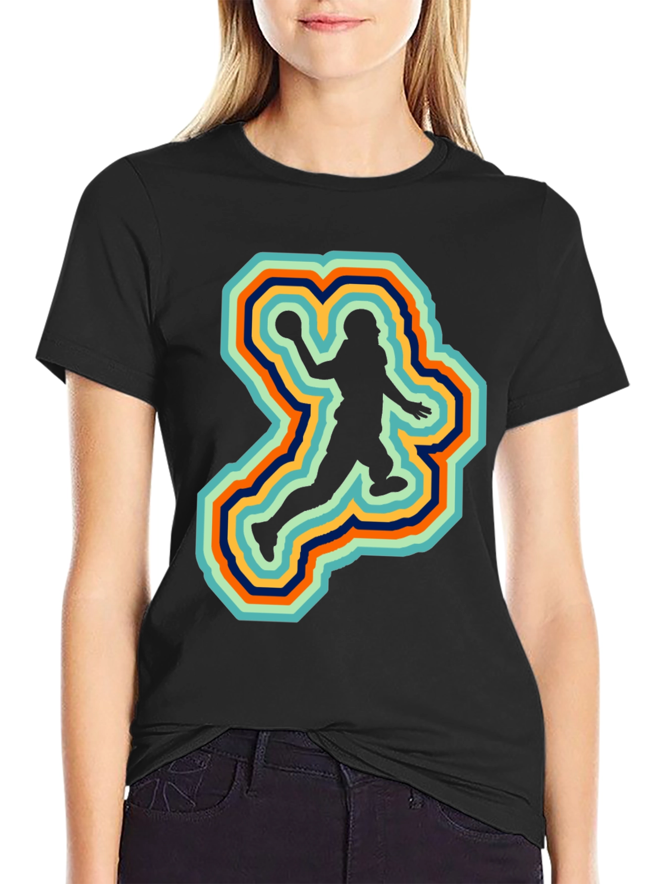 Retro Football Player Silhouette Graphic Tee