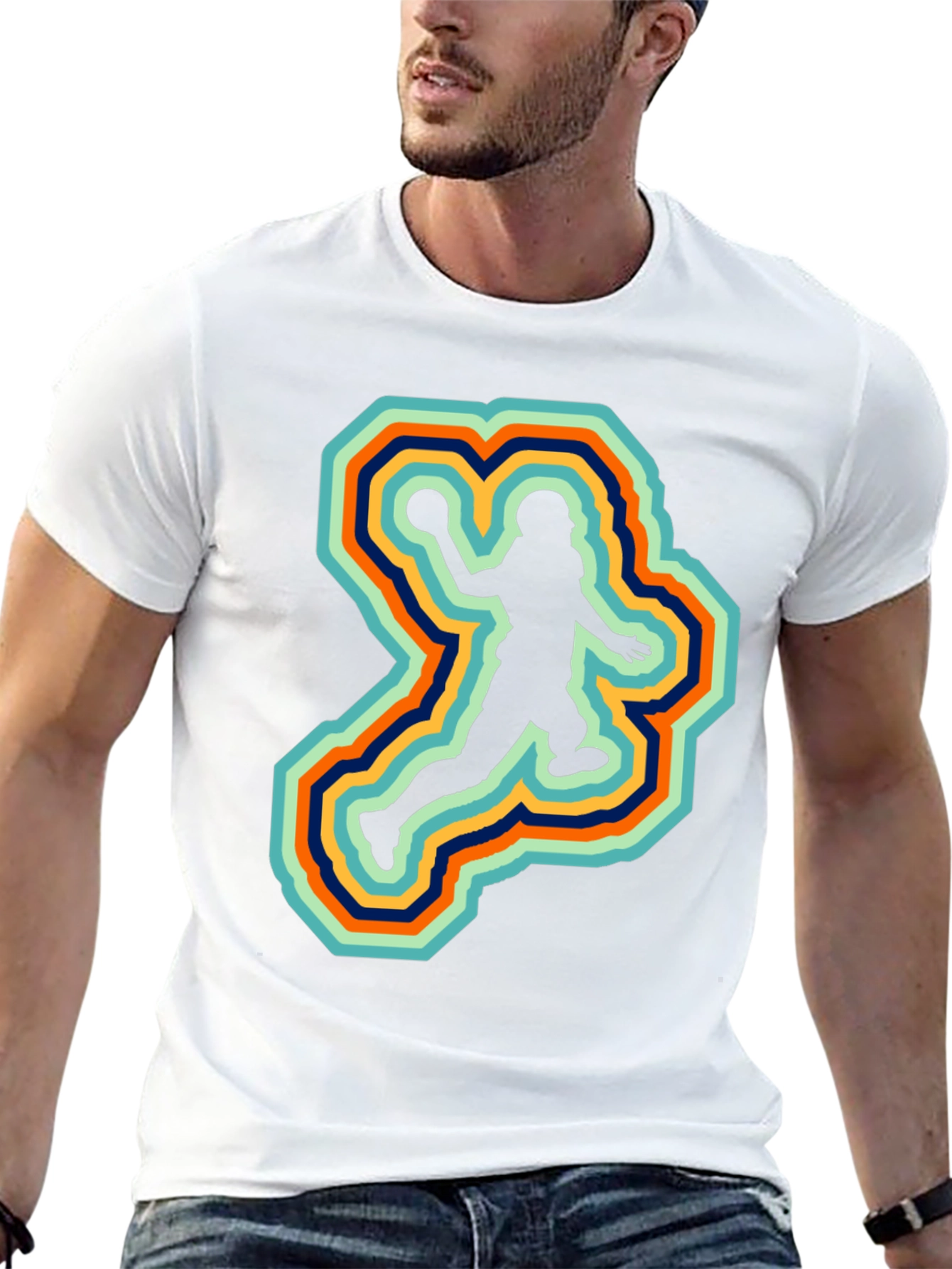 Retro Football Player Silhouette Graphic Tee