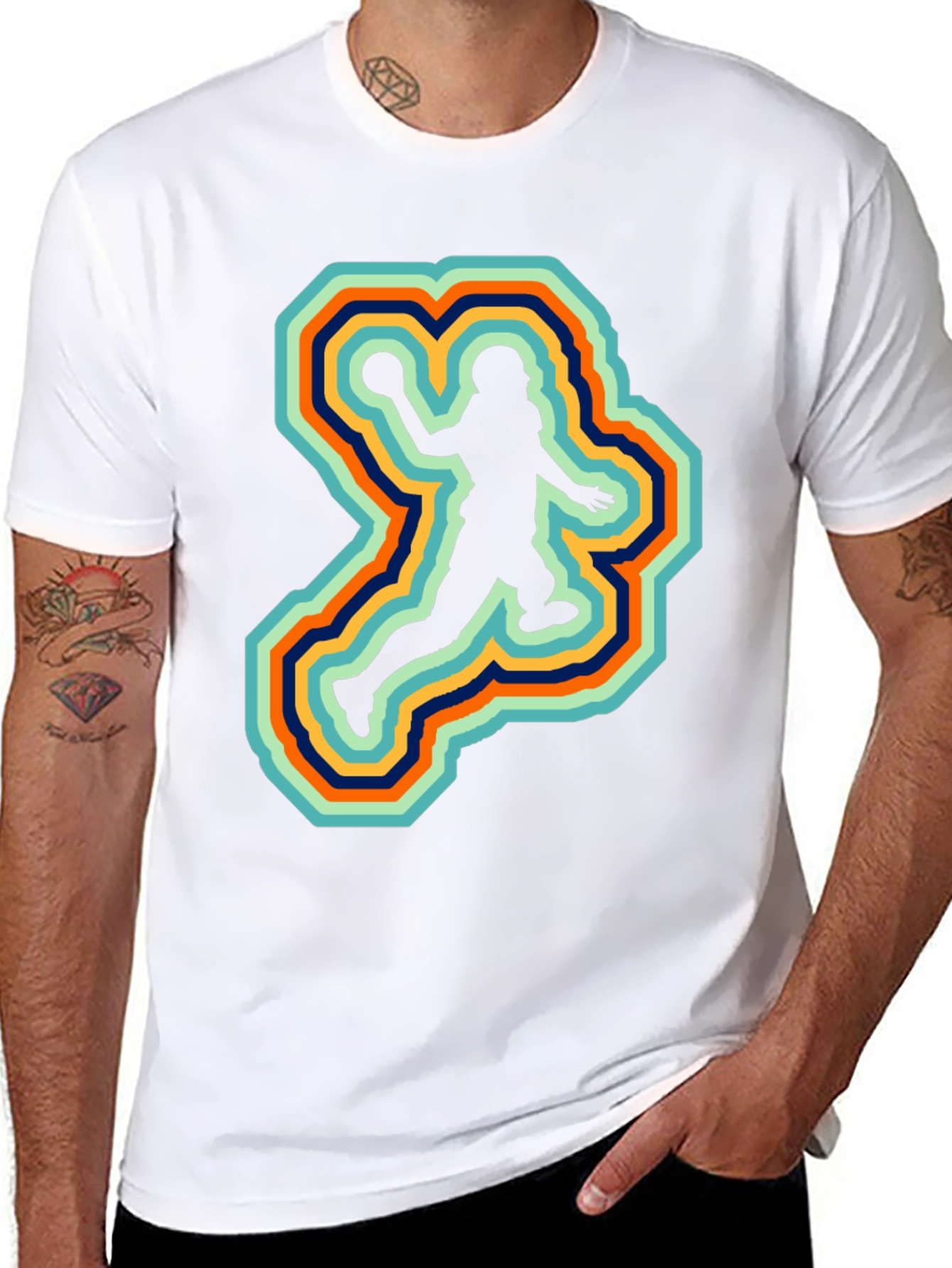 Retro Football Player Silhouette Graphic Tee