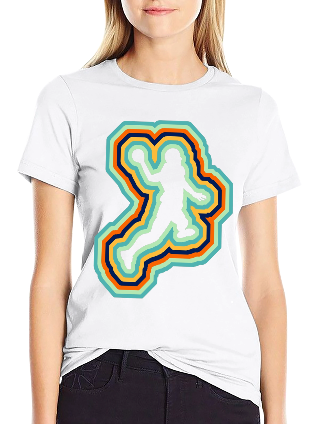 Retro Football Player Silhouette Graphic Tee