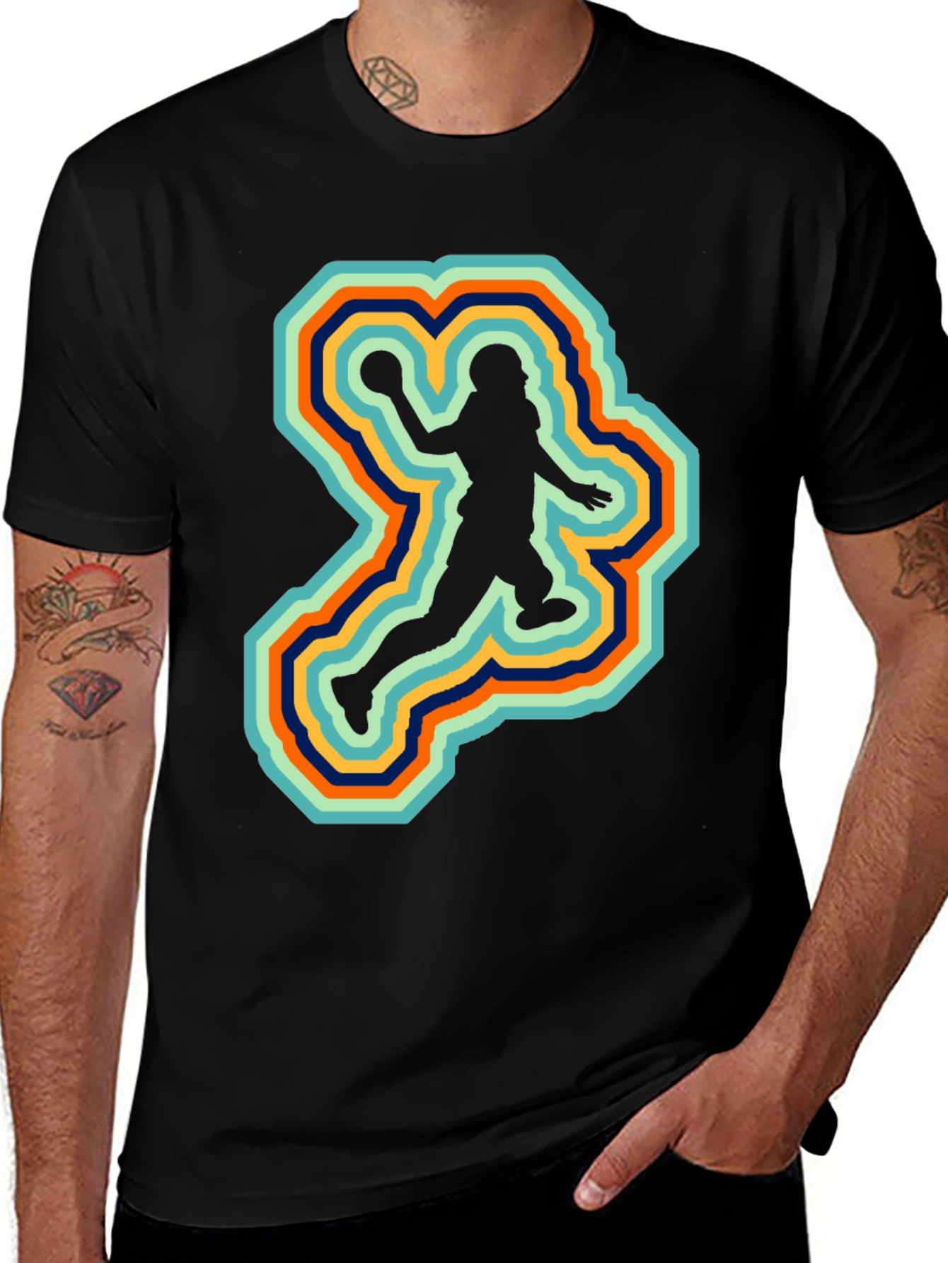 Retro Football Player Silhouette Graphic Tee