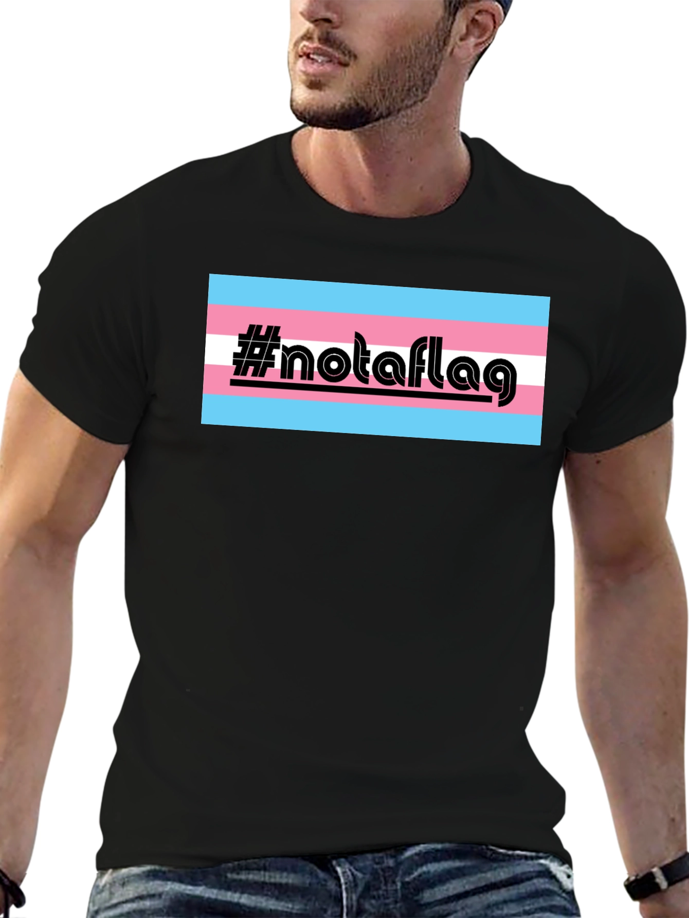 Transgender Pride #notaflag Black T-Shirt