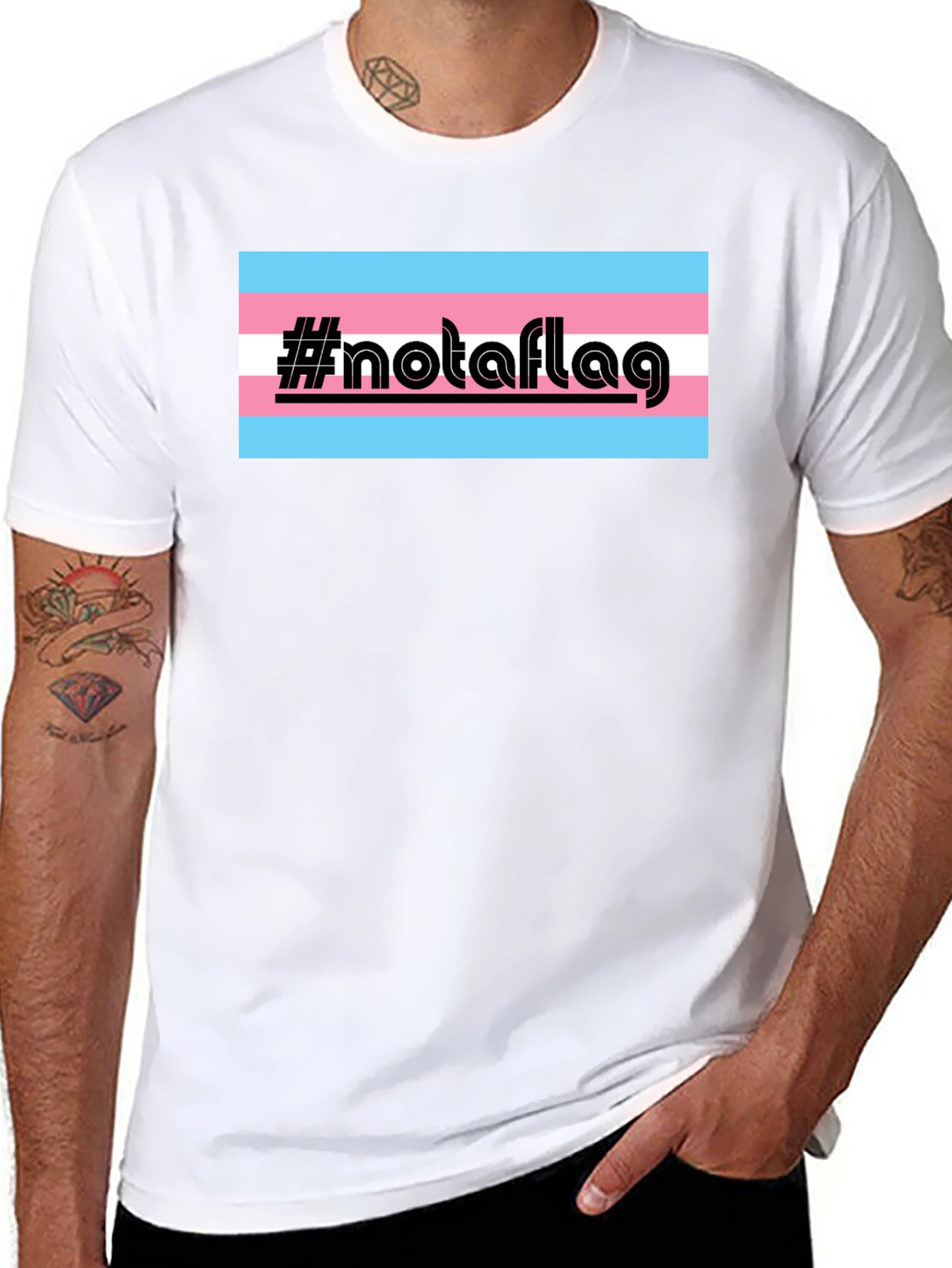 Transgender Pride #notaflag Black T-Shirt