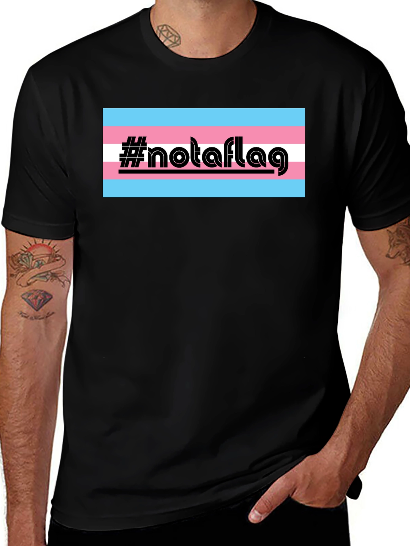 Transgender Pride #notaflag Black T-Shirt