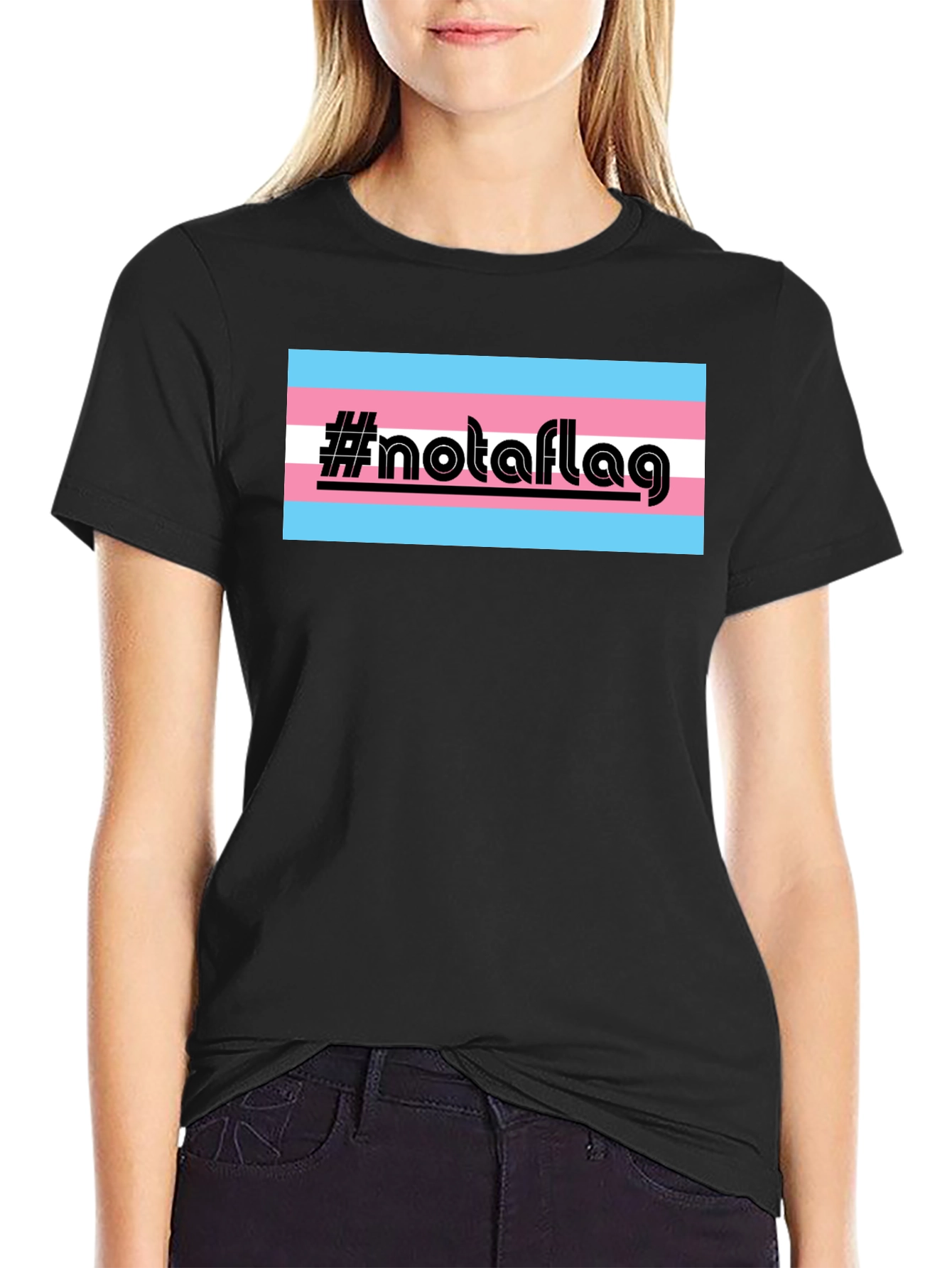 Transgender Pride #notaflag Black T-Shirt