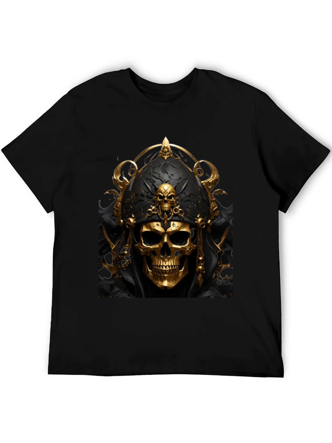 Golden Skull Graphic Black T-Shirt