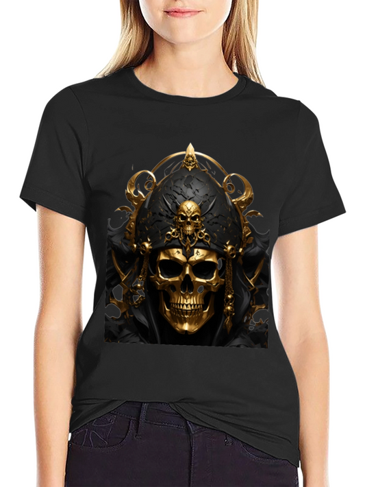 Golden Skull Graphic Black T-Shirt