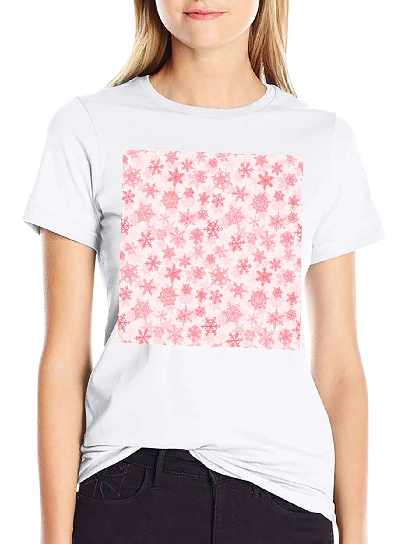 Snowflake Pattern Black Tee