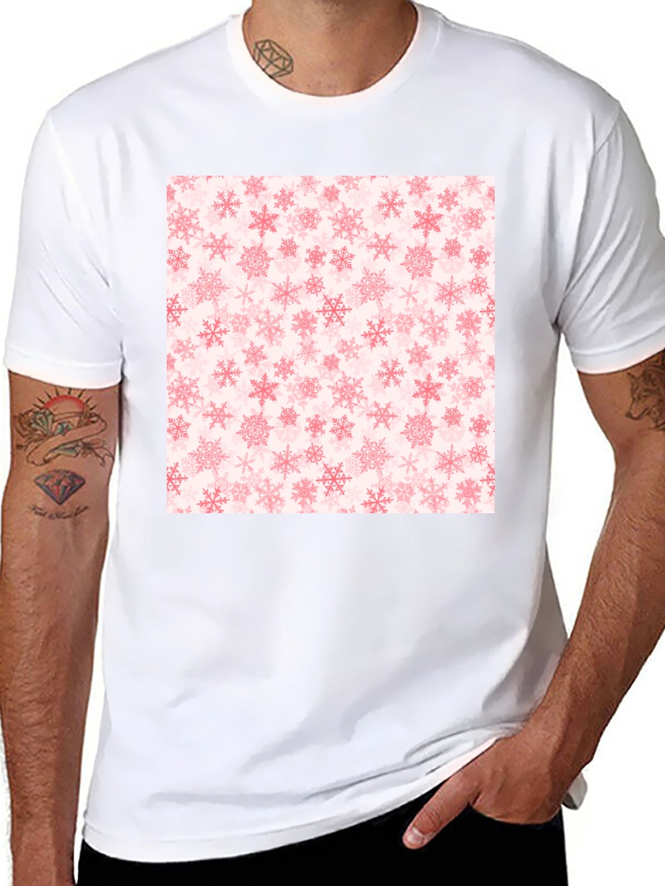Snowflake Pattern Black Tee