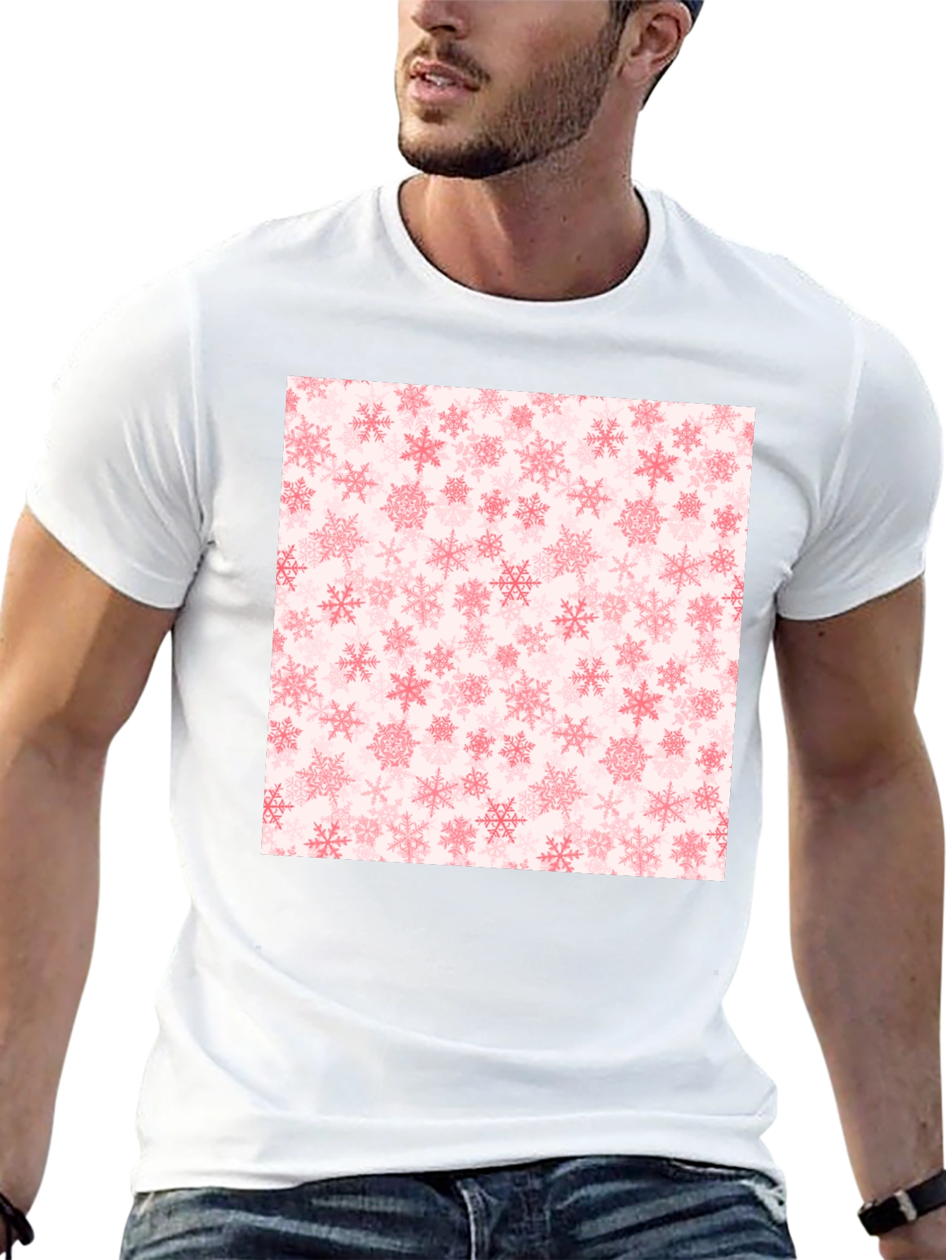 Snowflake Pattern Black Tee
