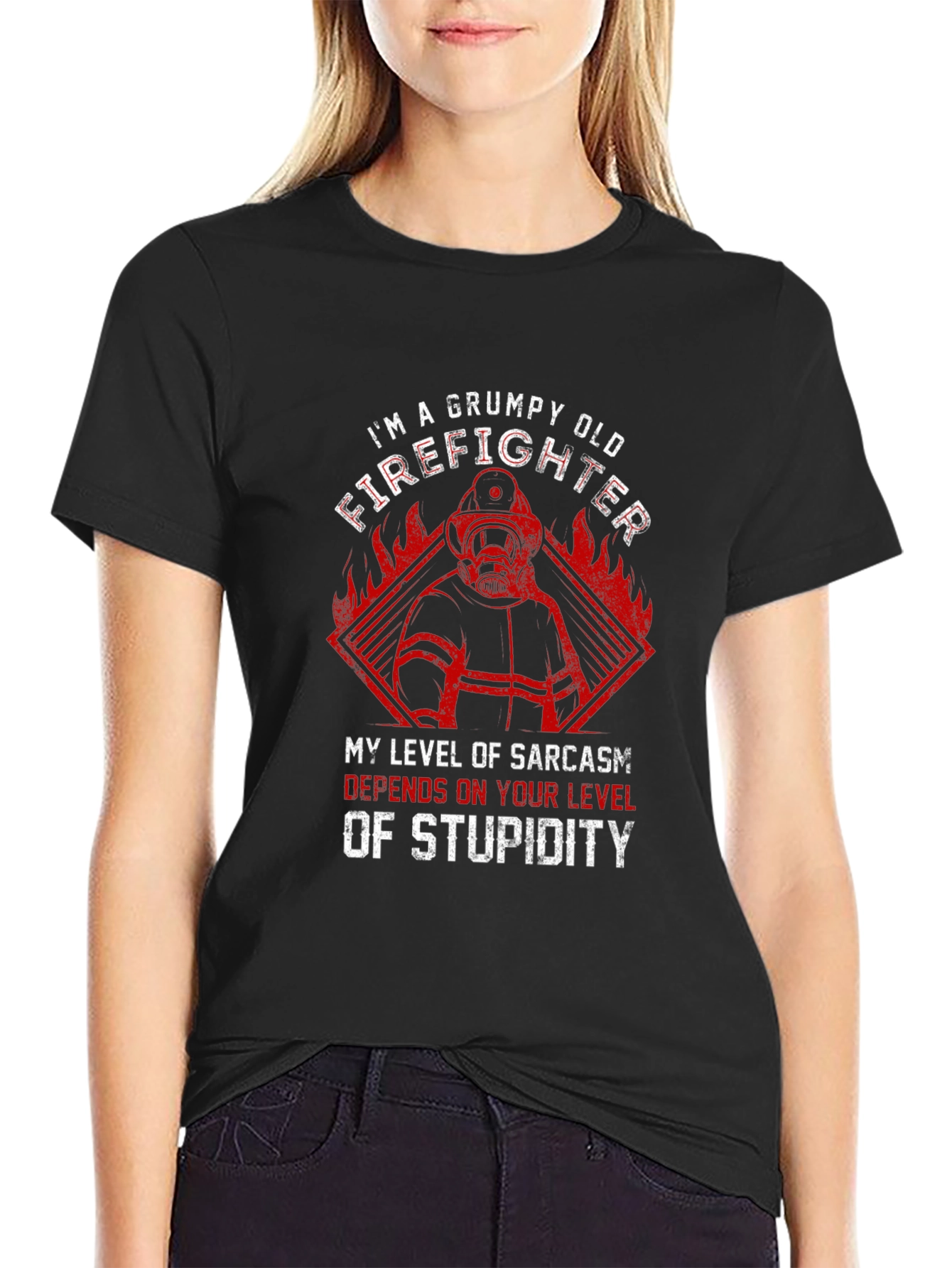Grumpy Old Firefighter Graphic T-Shirt