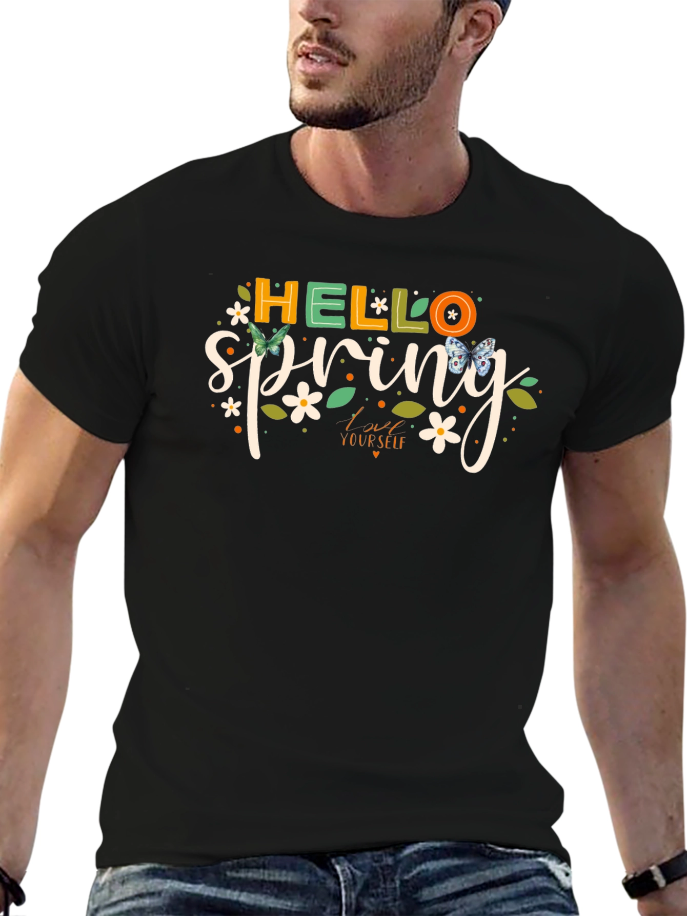 Hello Spring Graphic Tee - Black T-Shirt
