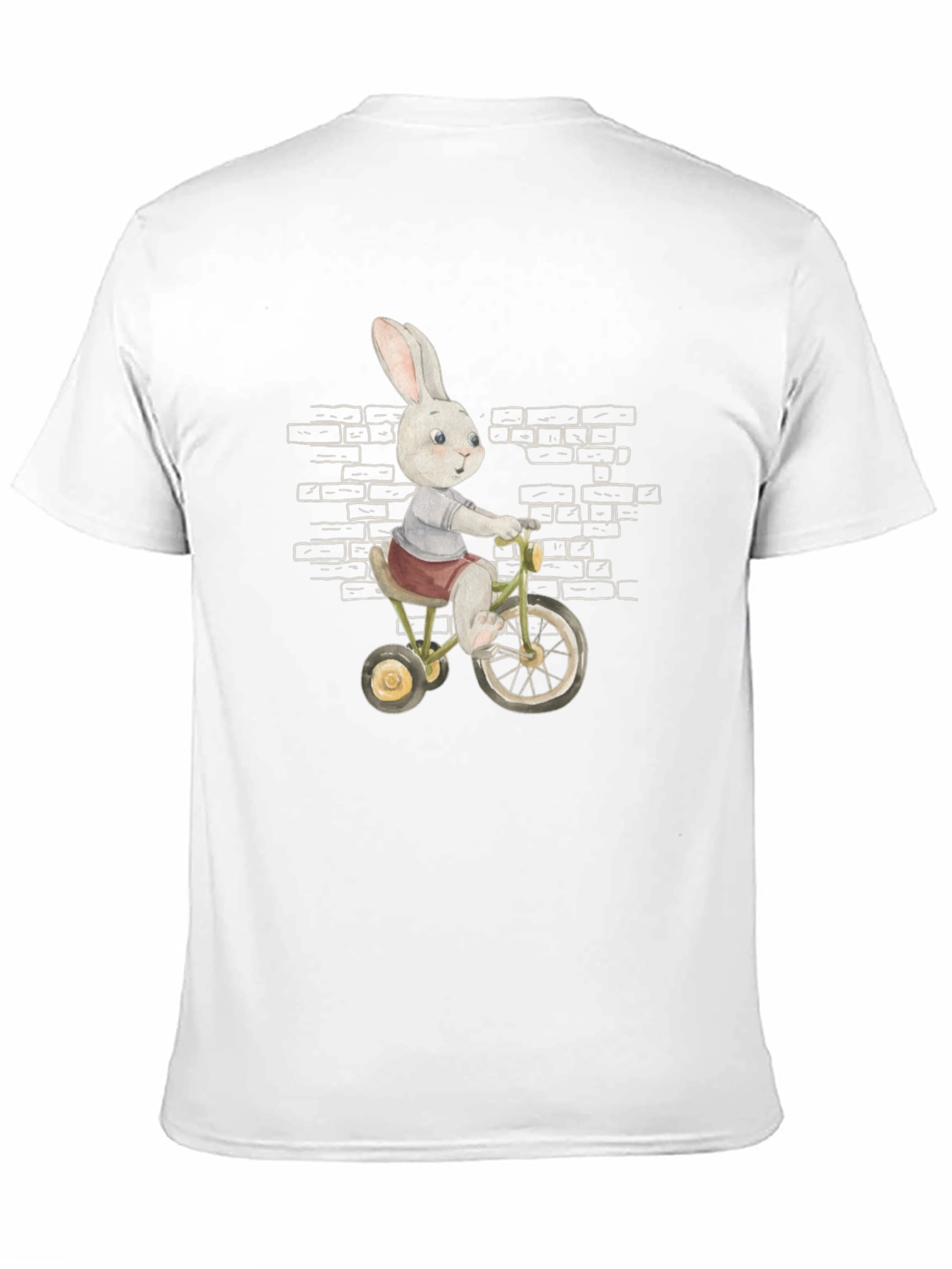 Whimsical Rabbit on Bike Mens Graphic Tee