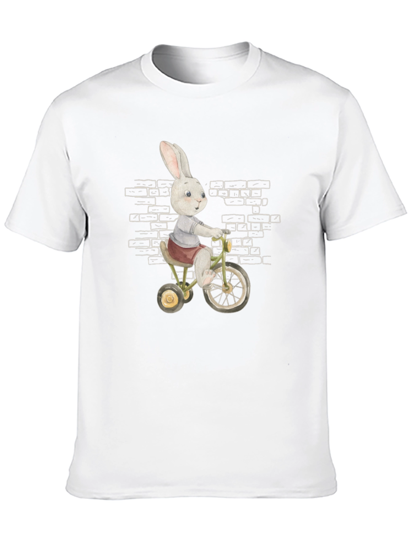 Whimsical Rabbit on Bike Mens Graphic Tee