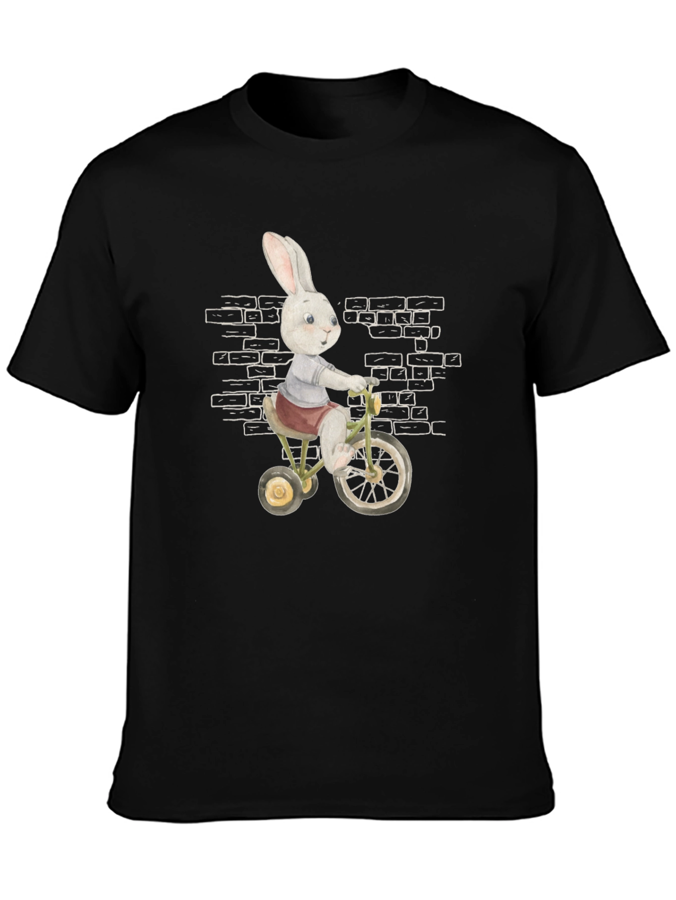 Whimsical Rabbit on Bike Mens Graphic Tee