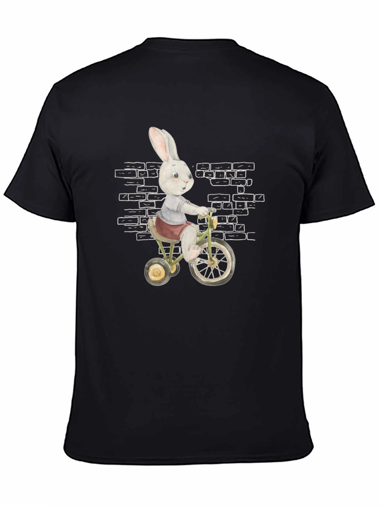 Whimsical Rabbit on Bike Mens Graphic Tee
